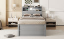 LED Platform Bed With Trundle With Storage Headboard With Drawers