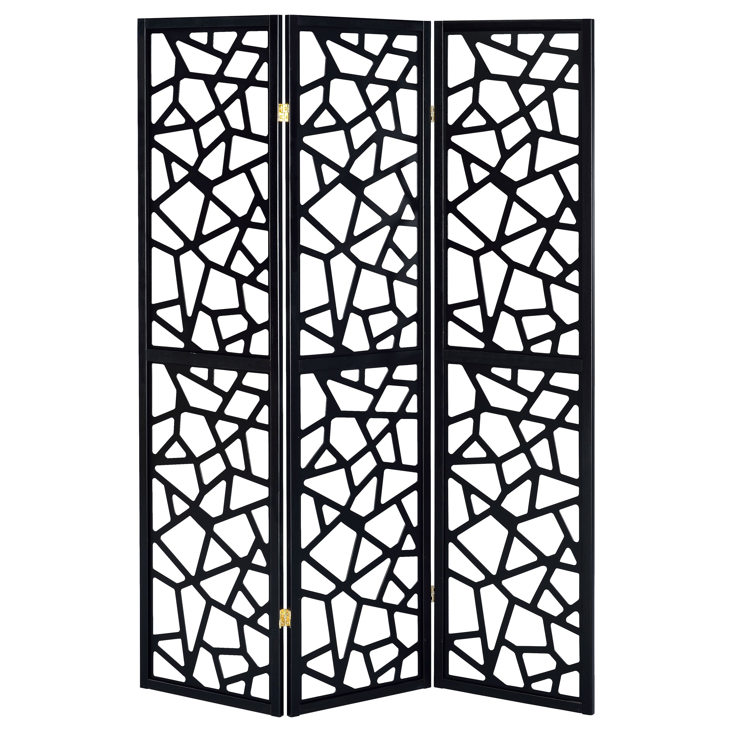 Nailan 3-Panel Room Divider Folding Screen Black Open Mosaic — view 3