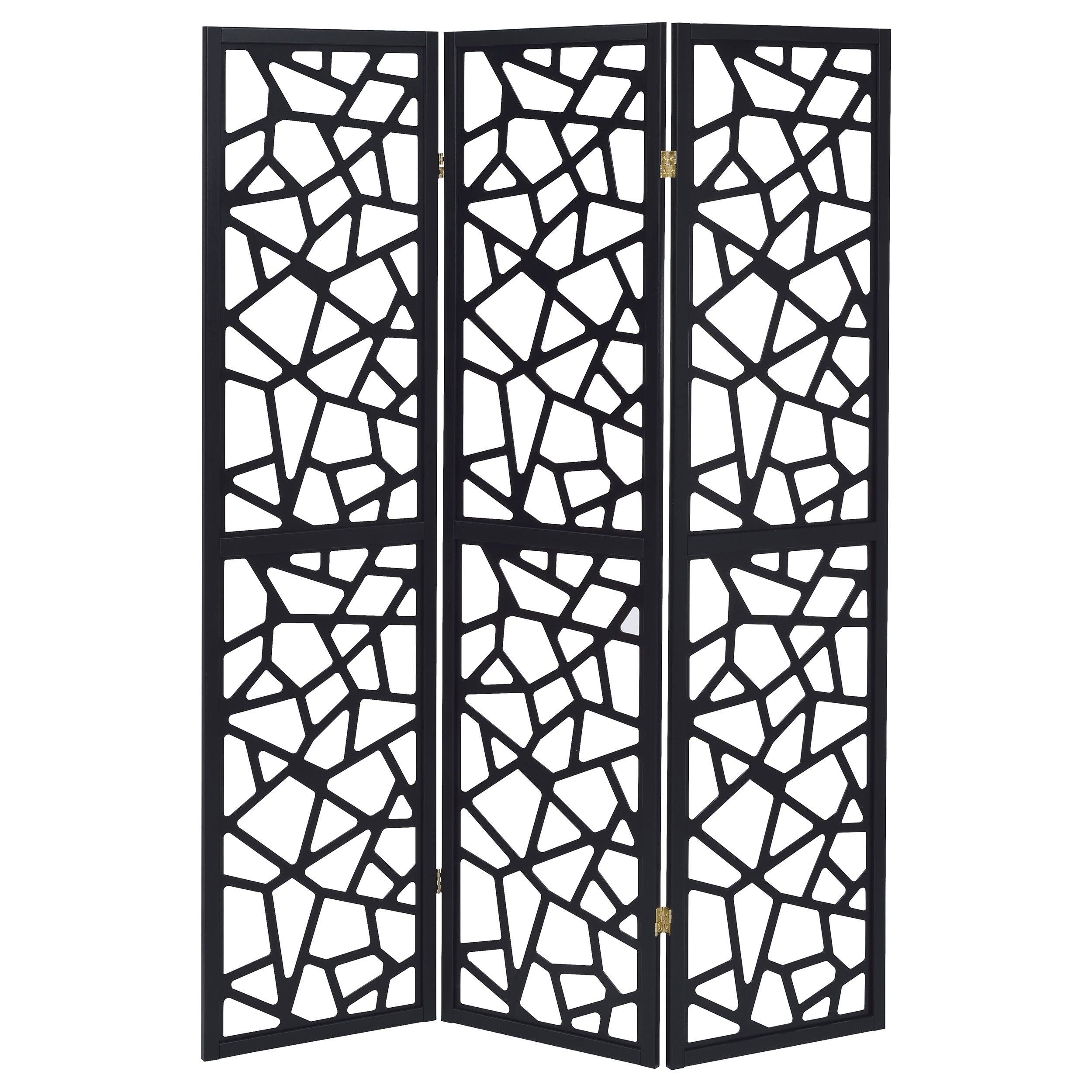 Nailan 3-Panel Room Divider Folding Screen Black Open Mosaic — view 4