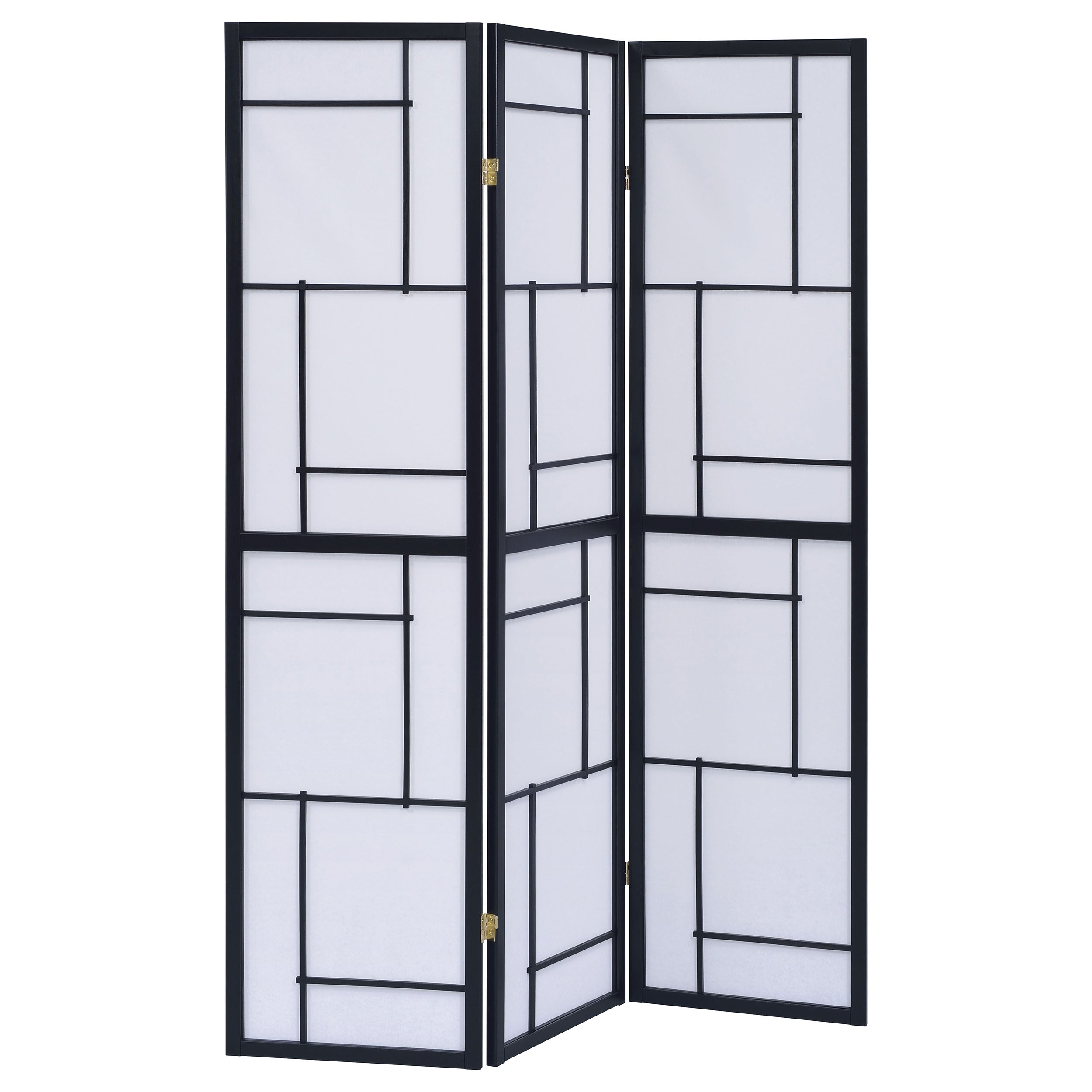 Damis 3-Panel Room Divider Folding Shoji Screen Black — view 1