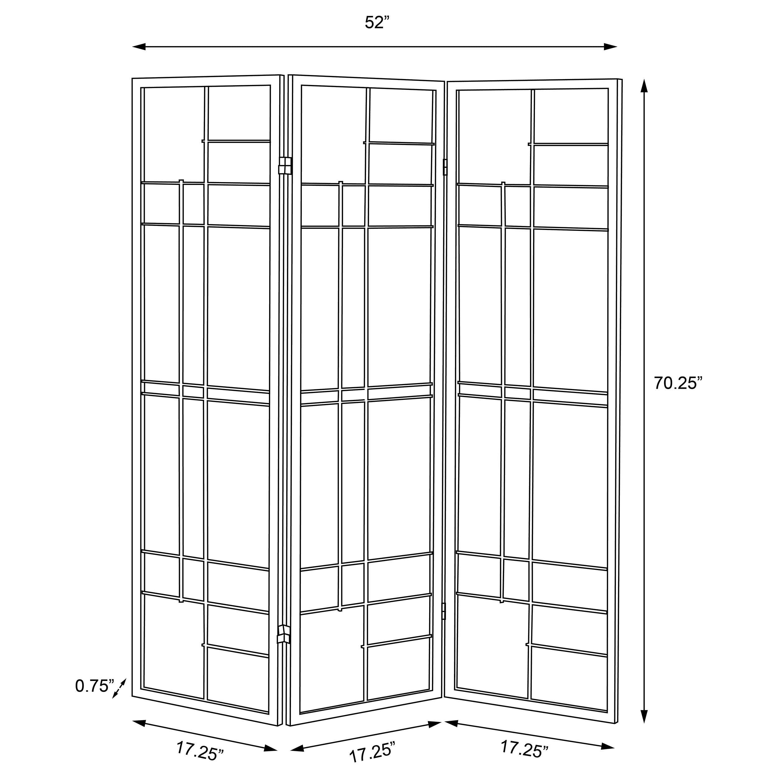 Katerina 3-Panel Room Divider Folding Shoji Screen Cherry — view 7