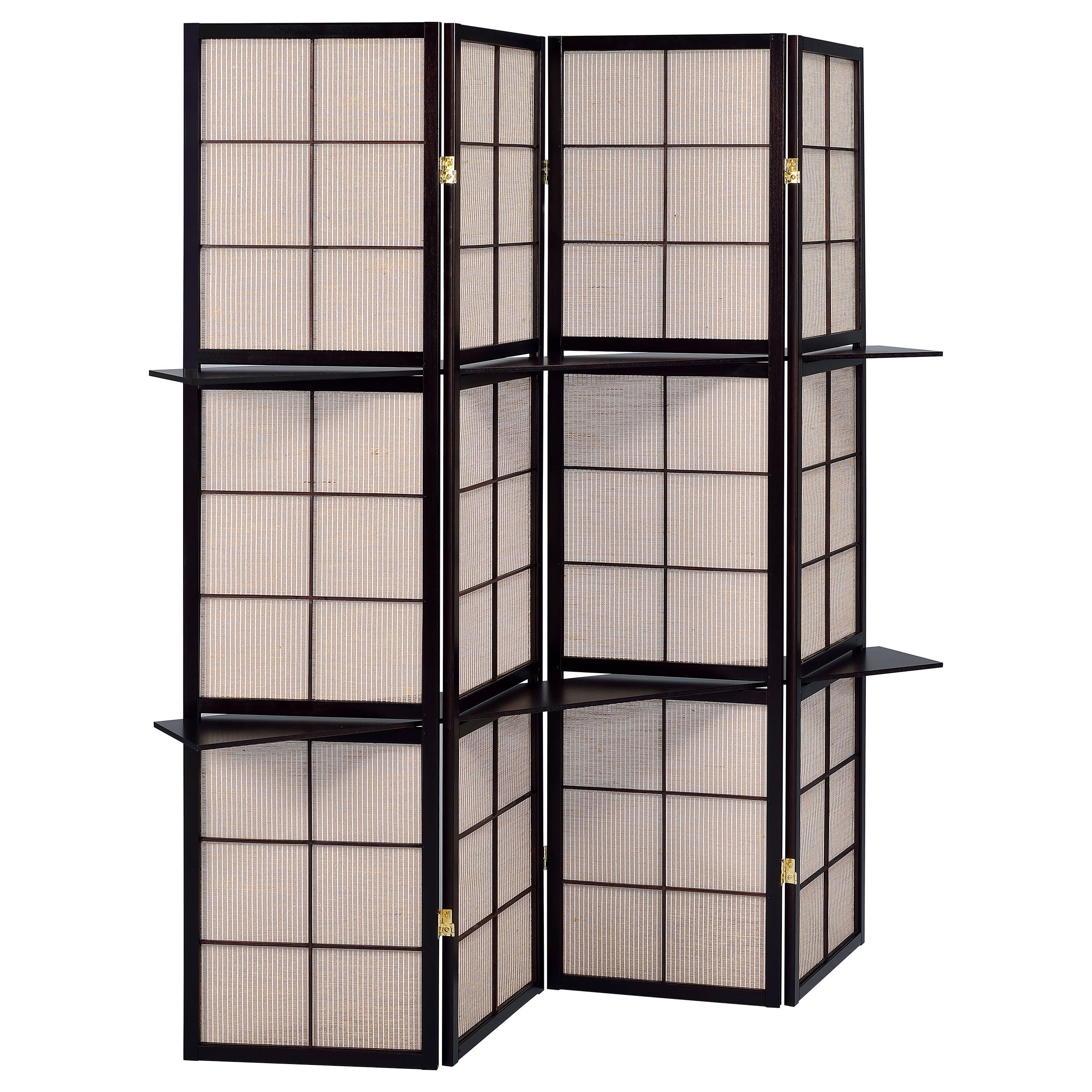 Iggy 4-Panel Room Divider Folding Shoji Screen Cappuccino — view 1