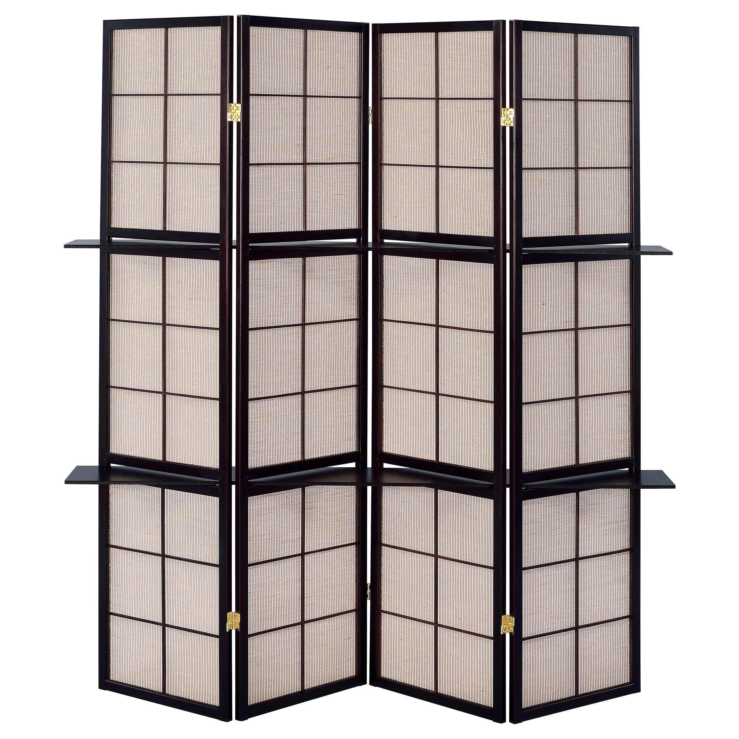 Iggy 4-Panel Room Divider Folding Shoji Screen Cappuccino — view 3