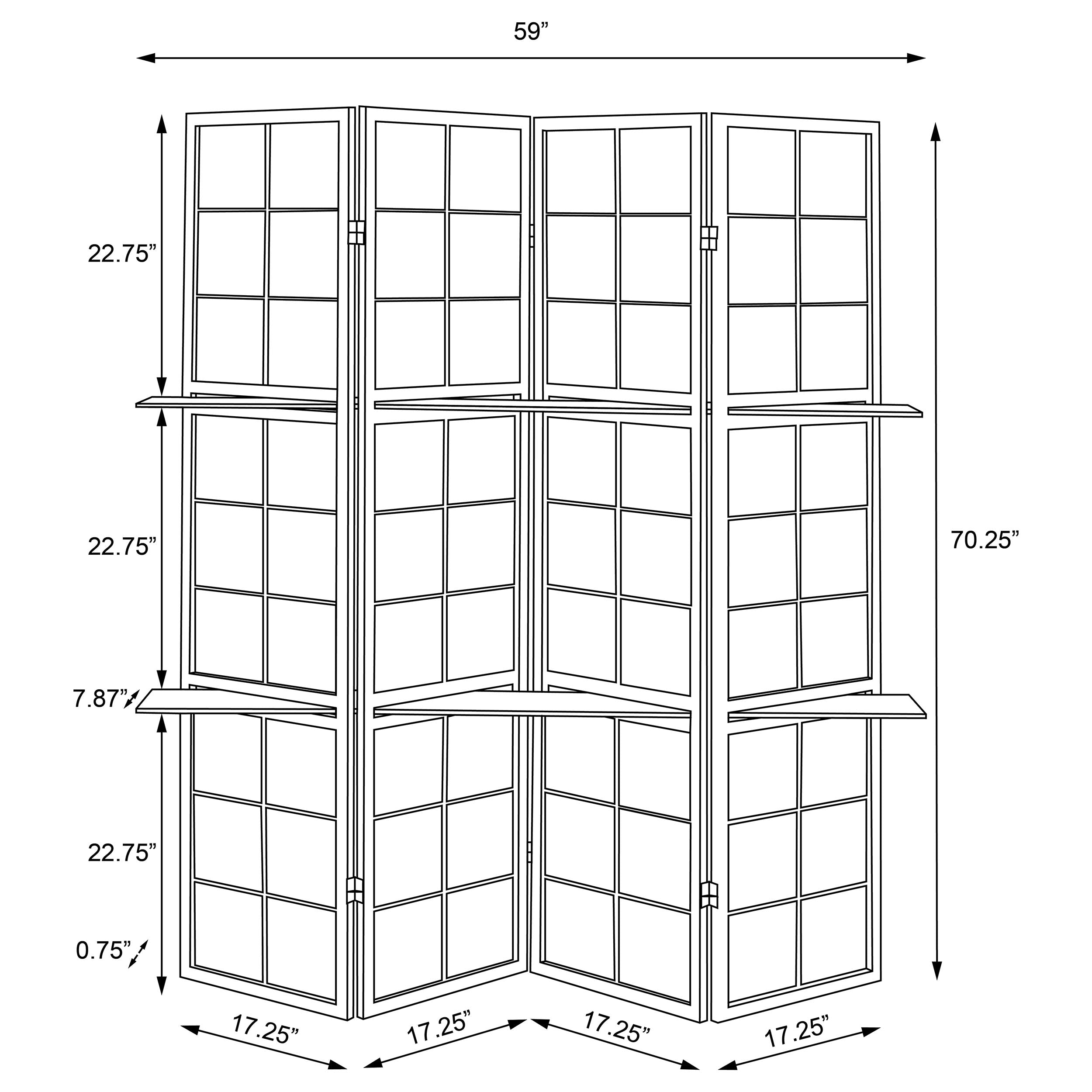 Iggy 4-Panel Room Divider Folding Shoji Screen Cappuccino — view 7