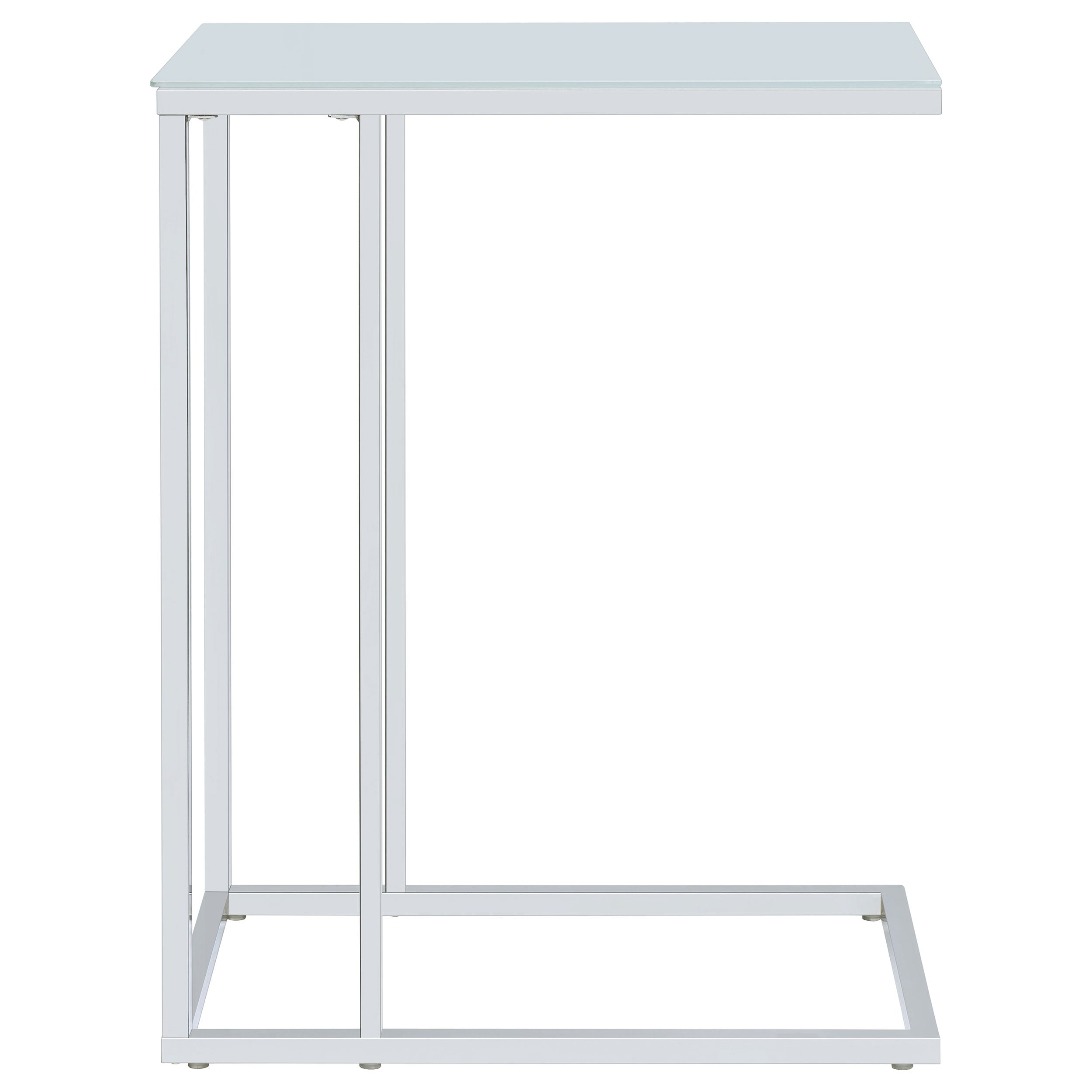 Stella White Glass Top C-Shaped Sofa Side Table Chrome — view 5