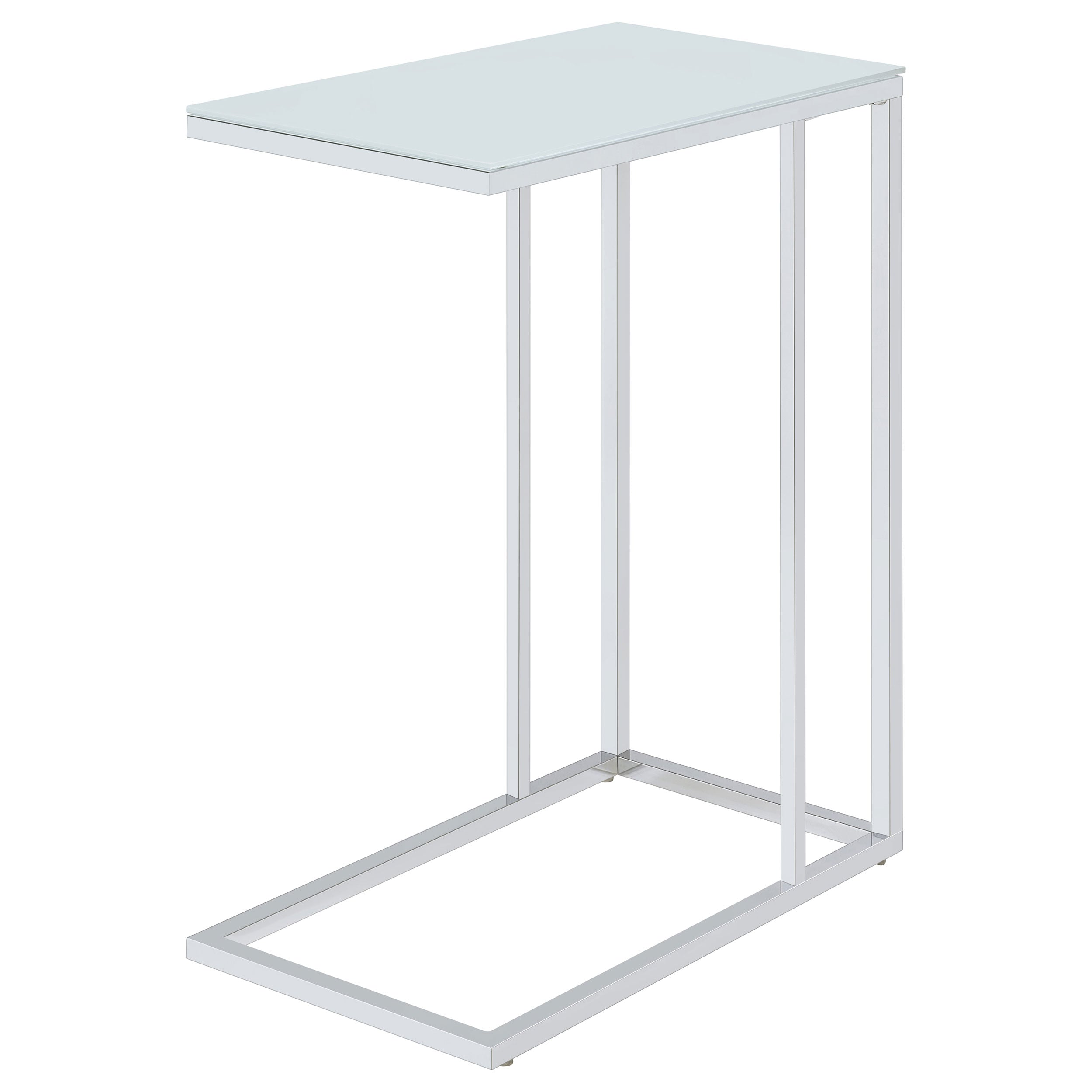 Stella White Glass Top C-Shaped Sofa Side Table Chrome — view 8