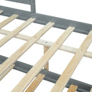 Full Size Wood House Bed with Fence and Writing Board, Gray