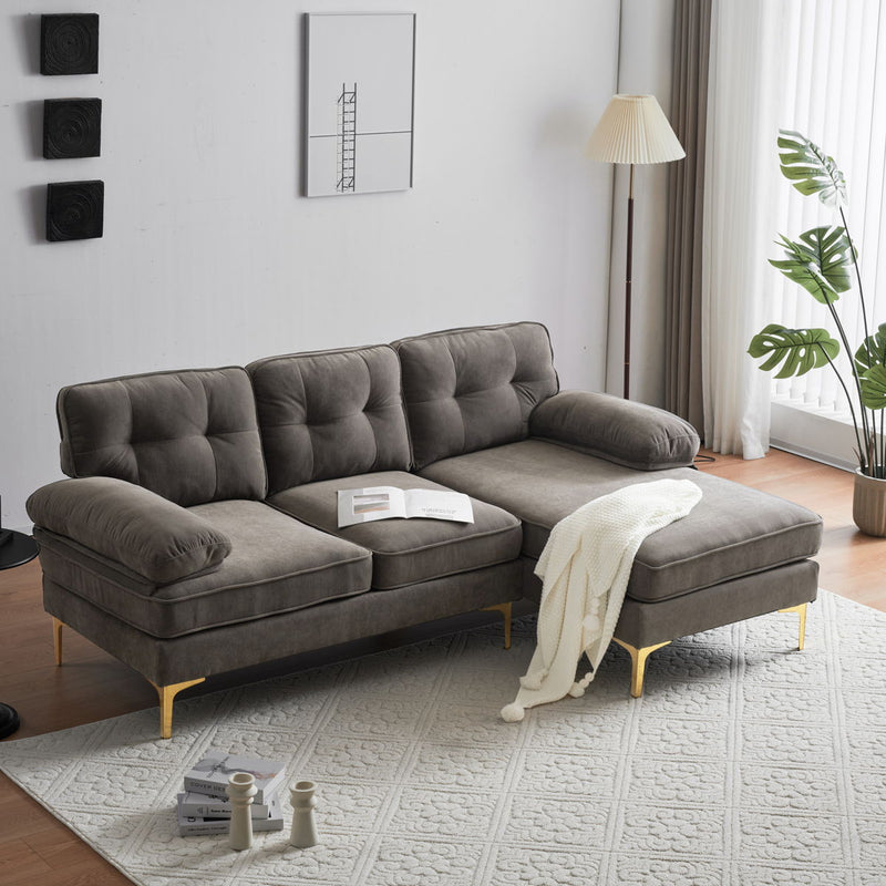 Modern Sectional Sofas Couches Velvet L Shaped Couches For Living Room, Bedroom