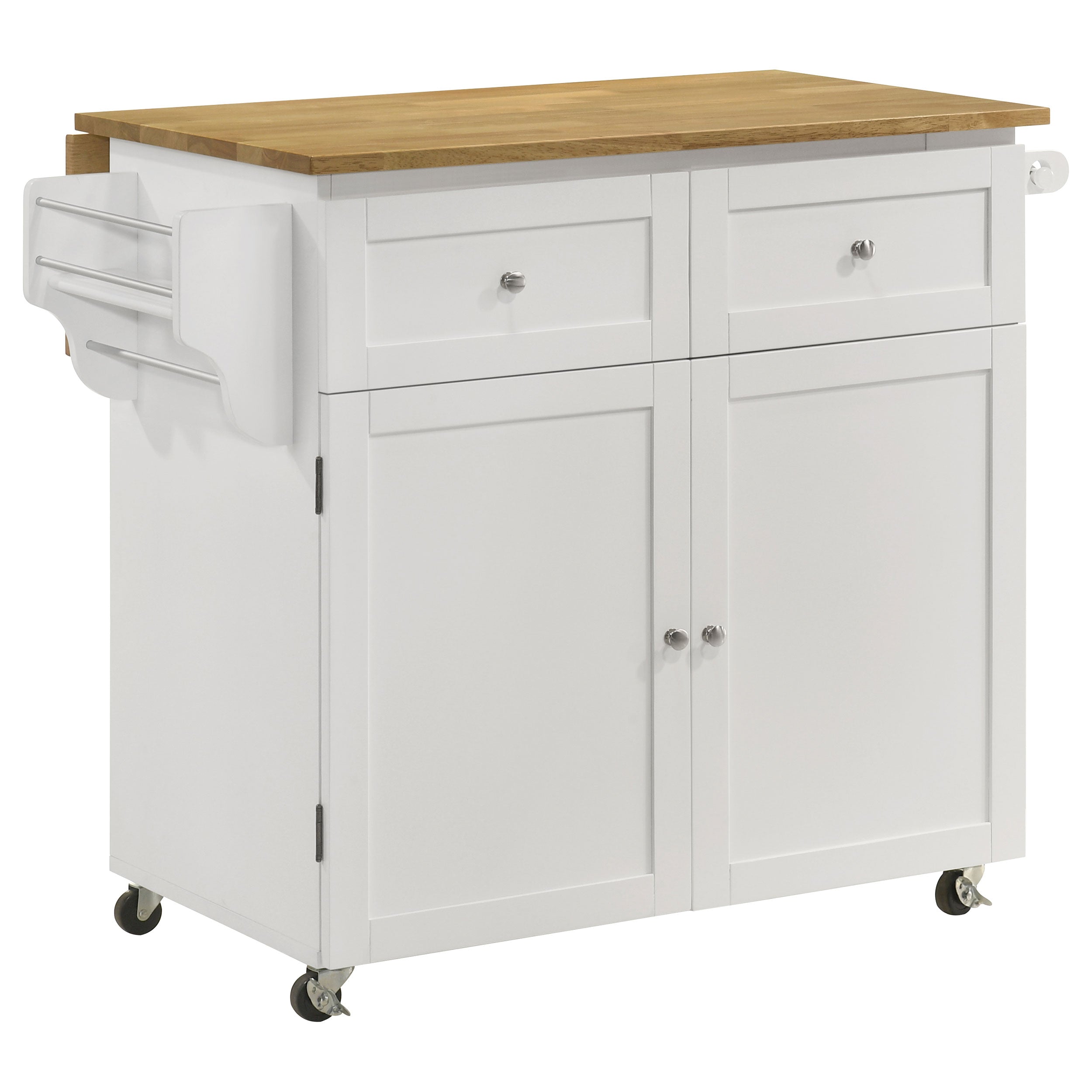Jalen 3-door Mobile Kitchen Cart Natural Brown and White — view 1