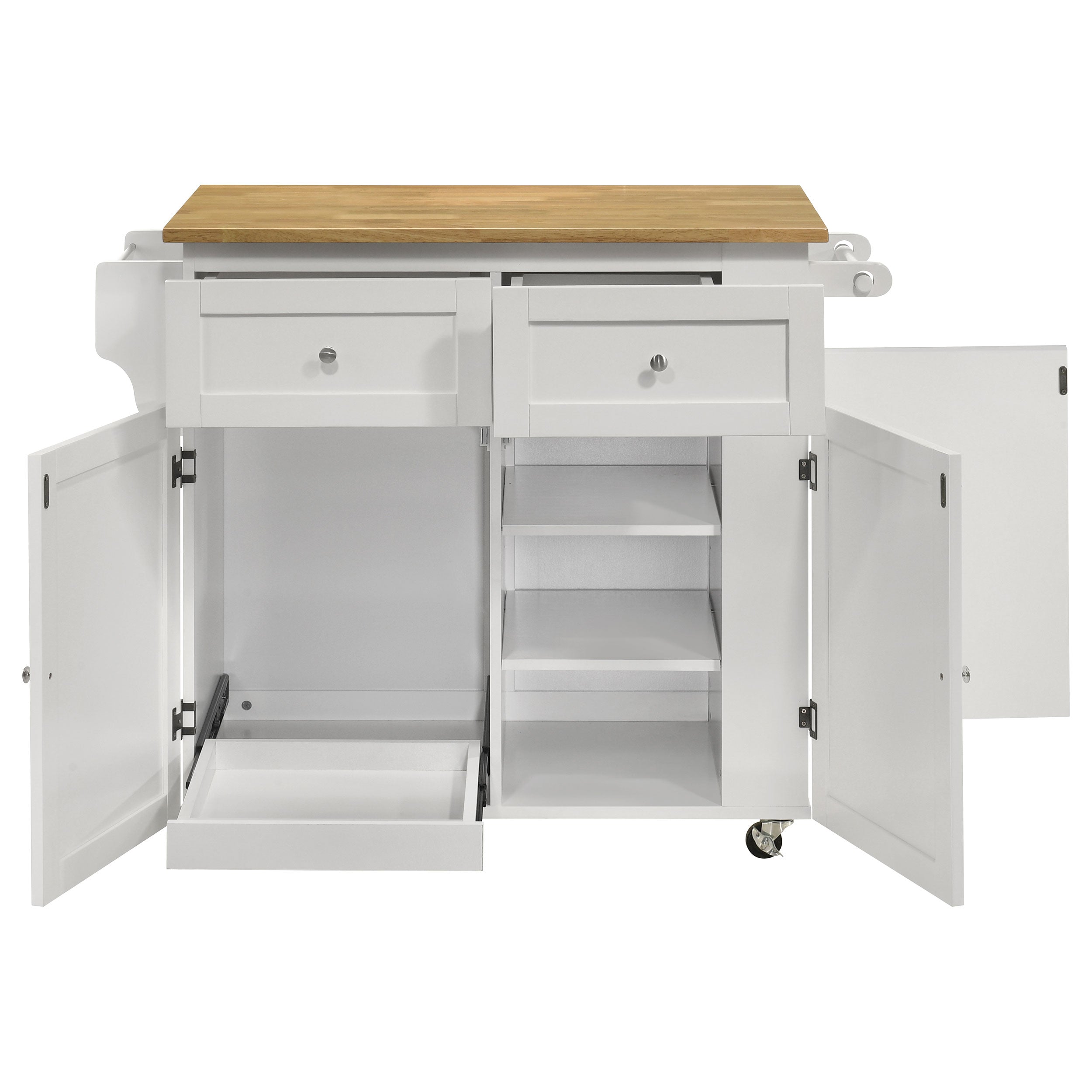 Jalen 3-door Mobile Kitchen Cart Natural Brown and White — view 4