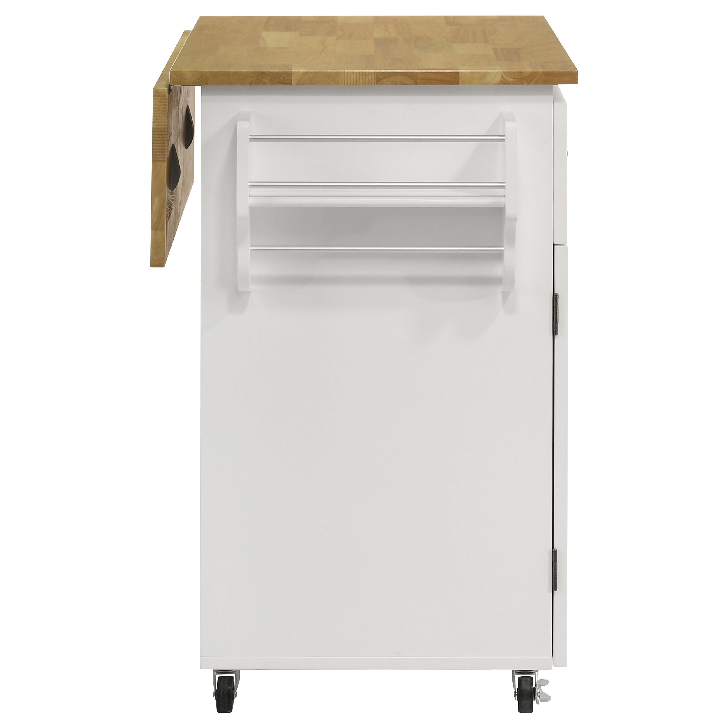 Jalen 3-door Mobile Kitchen Cart Natural Brown and White — view 6