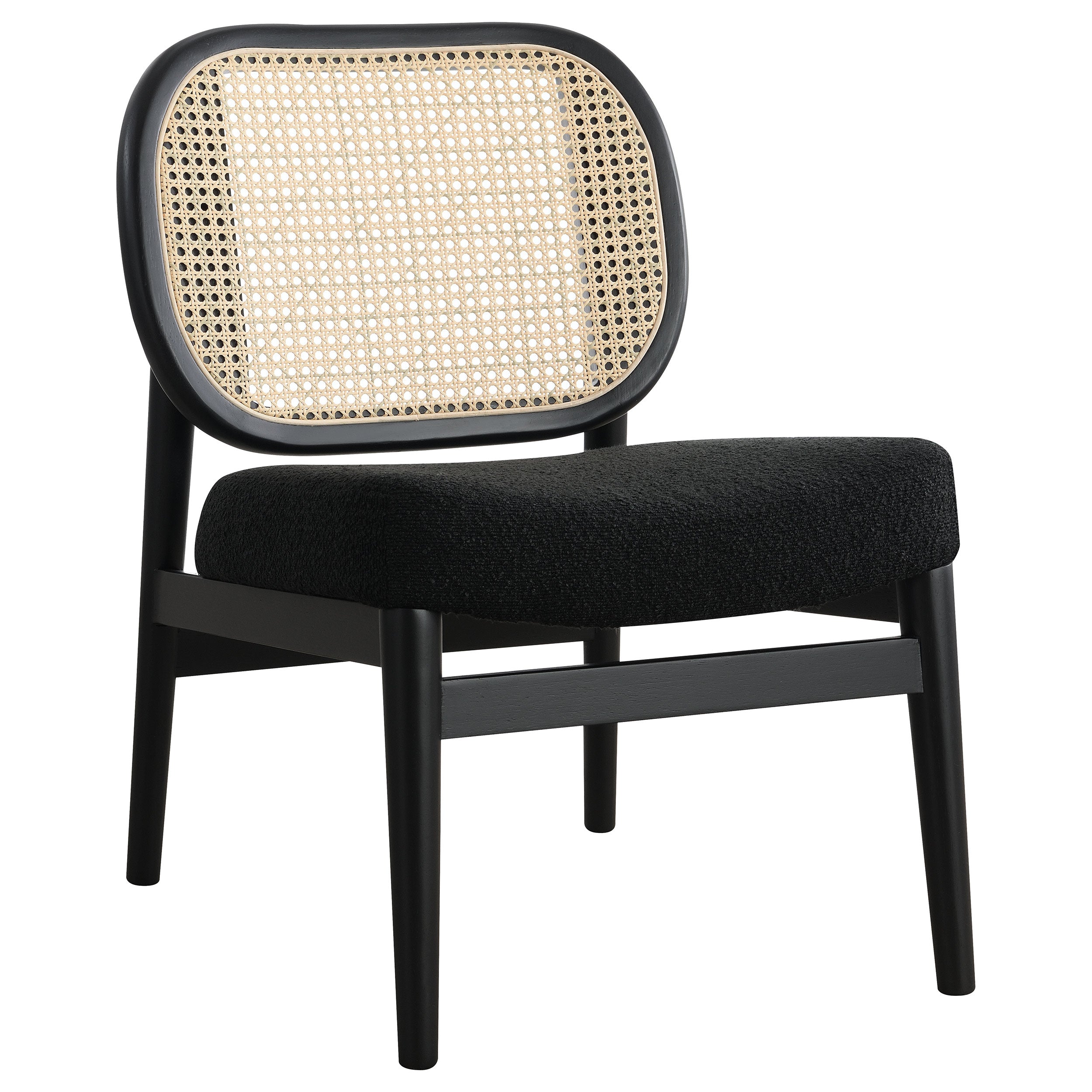 Rayo Rattan Cane Back Accent Chair with Padded Seat Black — view 1