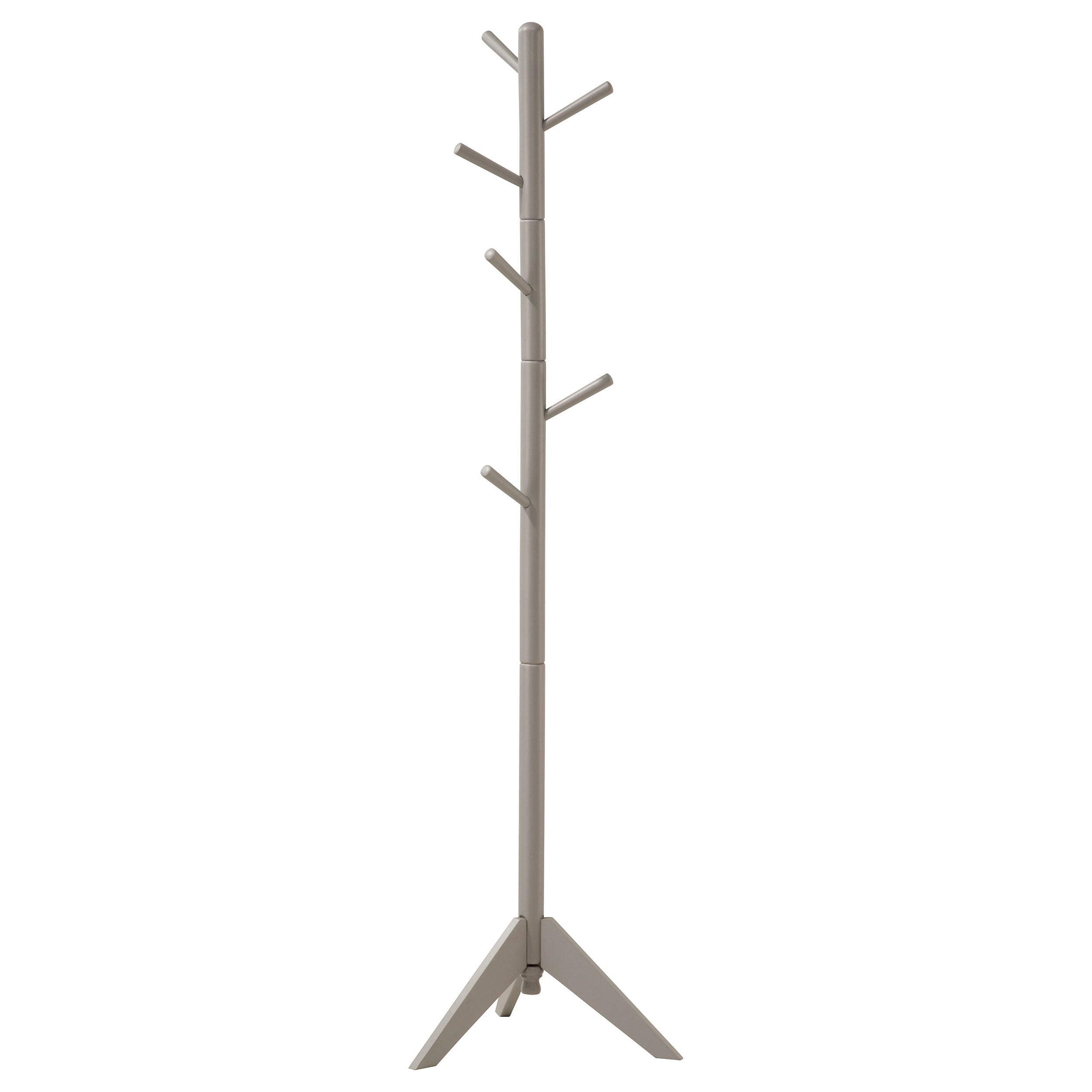 Devlin 6 Hook Freestanding Wood Coat Rack Hat Hanger Grey — view 1