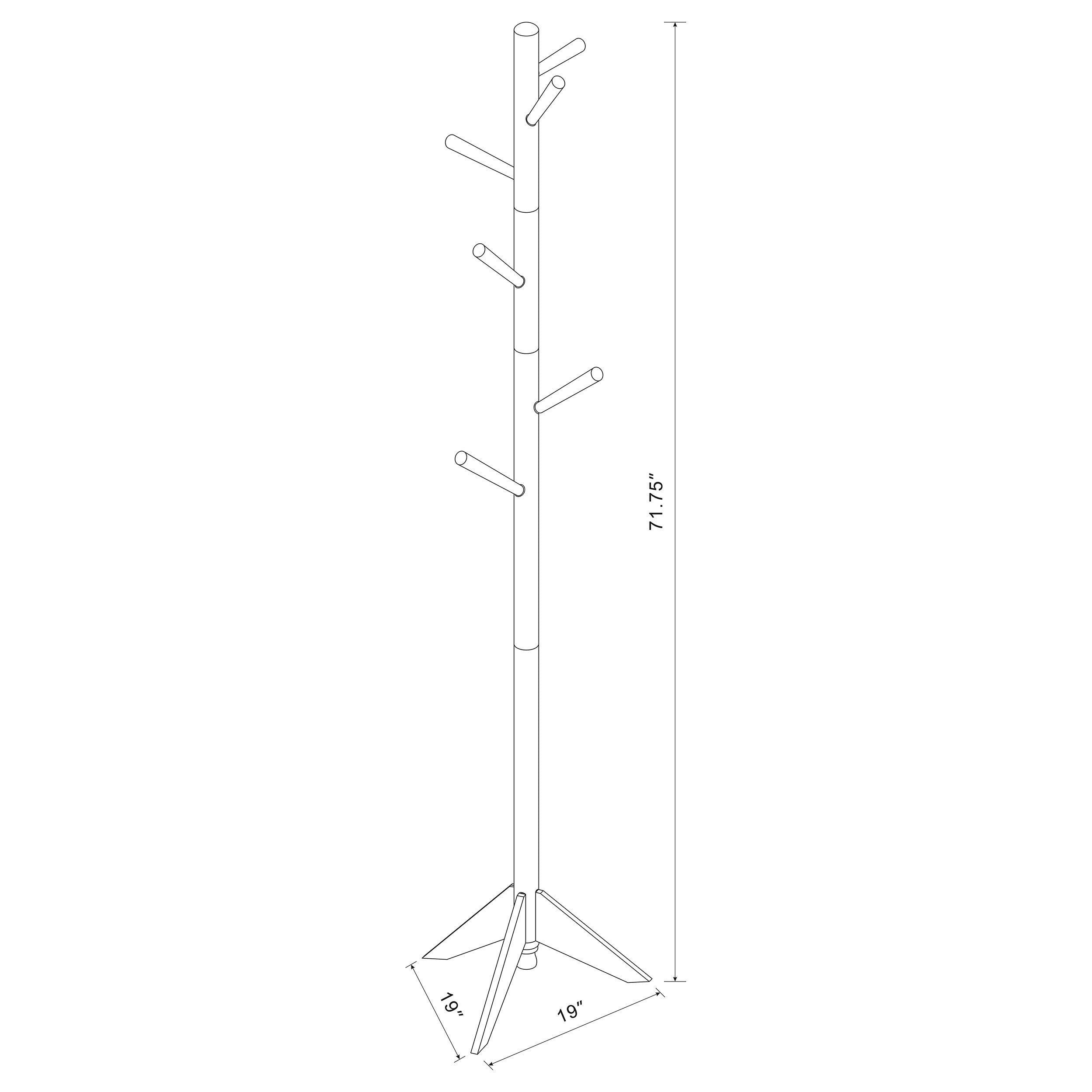 Devlin 6 Hook Freestanding Wood Coat Rack Hat Hanger Grey — view 4