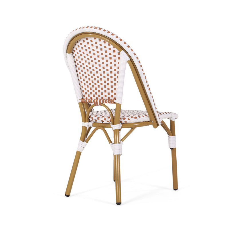 Outdoor Rattan And Aluminum French Bistro Chairs Set