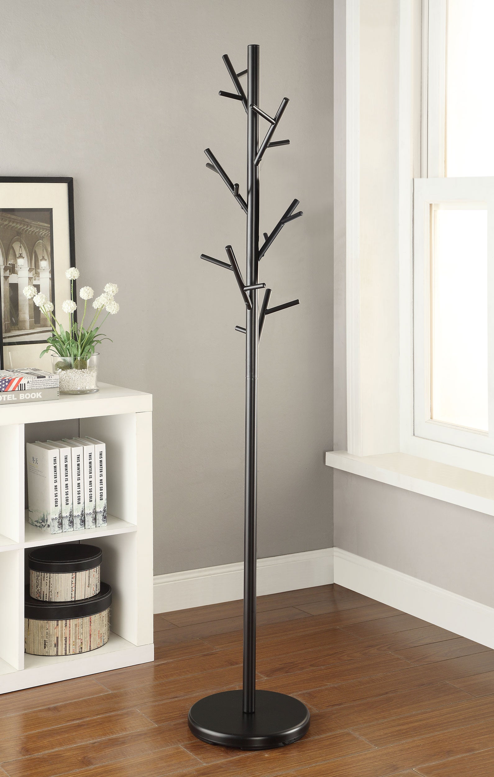 Clover 18 Hook Freestanding Metal Coat Rack Hat Hanger Black — view 2