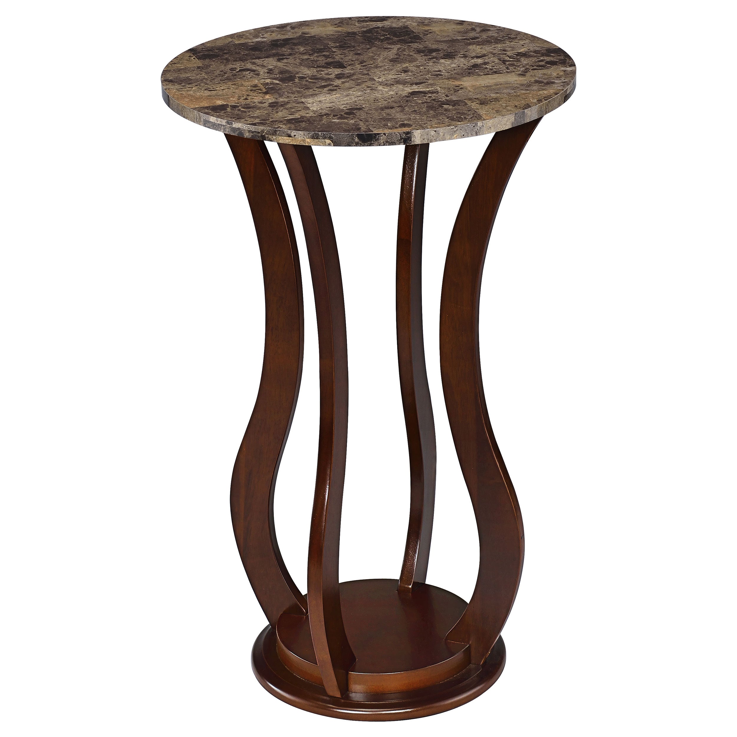 Elton Round Faux Marble Top Plant Stand Brown — view 1