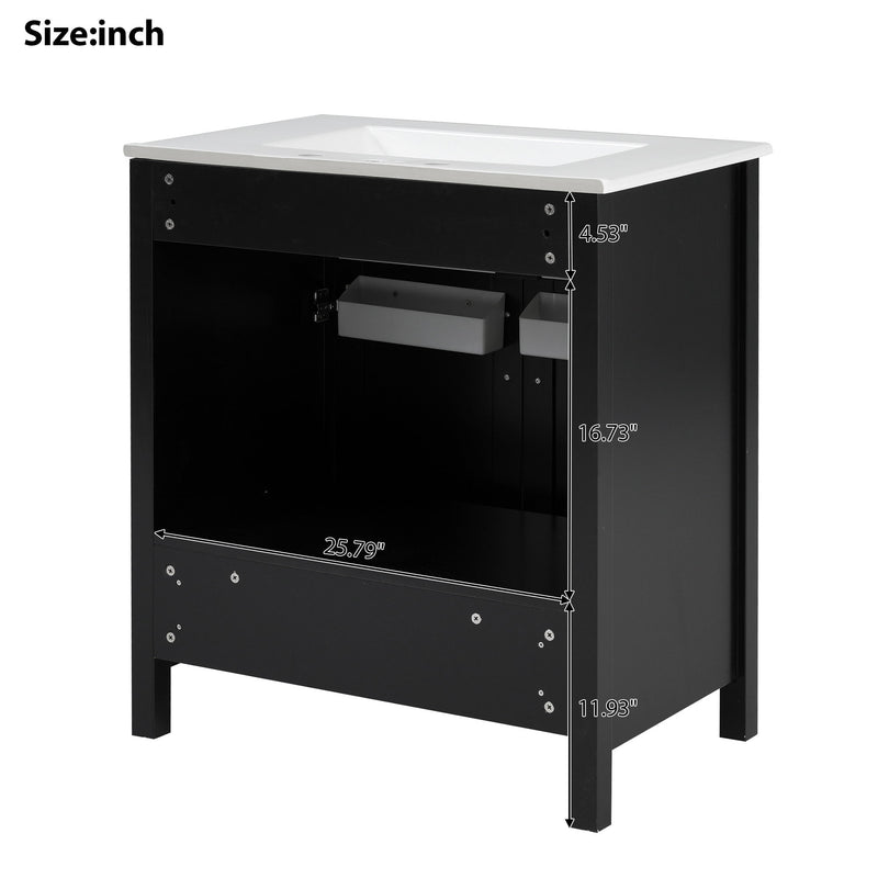Bathroom Vanity With Sink And Ample Storage, Rectangular Undermount Sink - Black