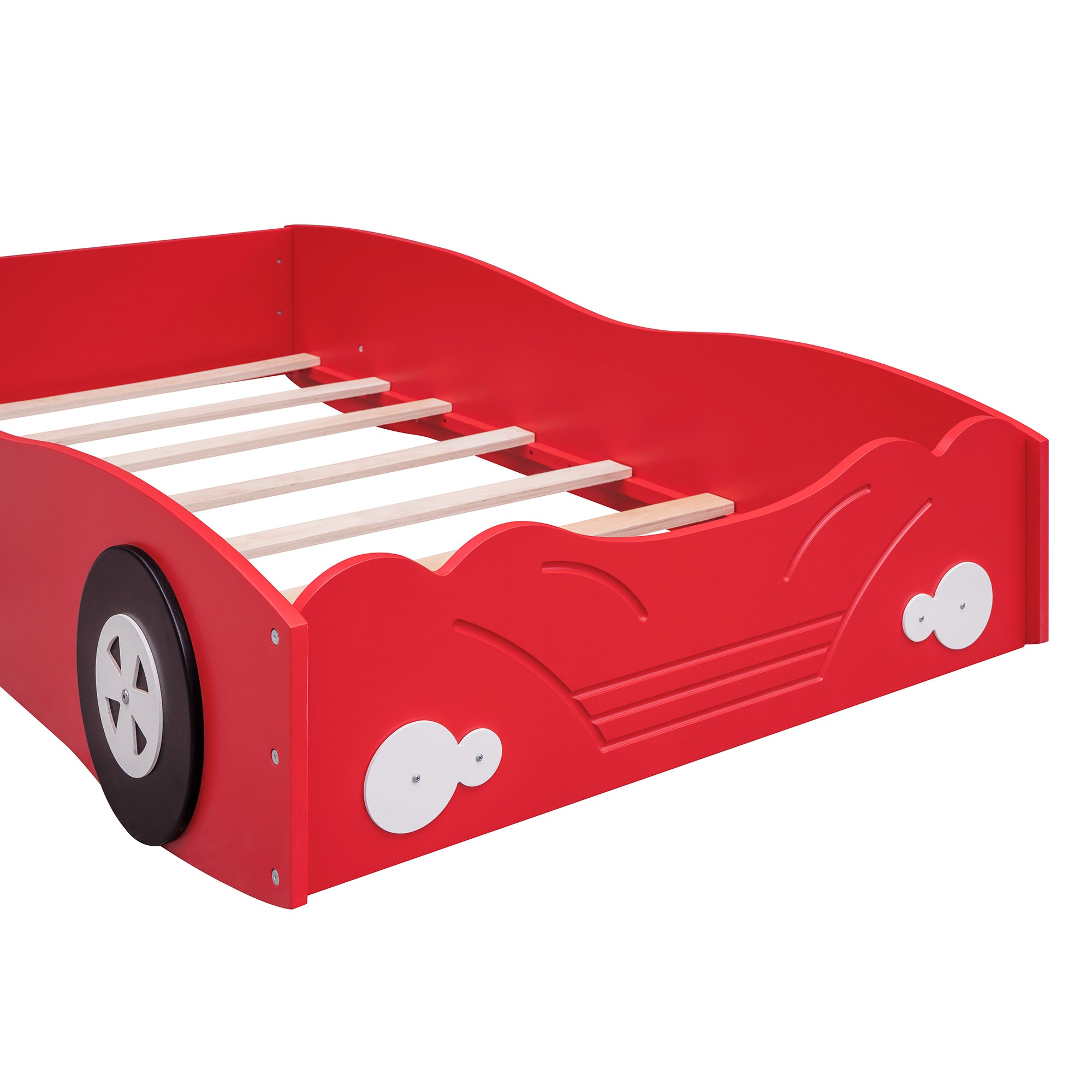 Twin Size Car-Shaped Platform Bed, Red - Atlantic Fine Furniture Melbourne FL