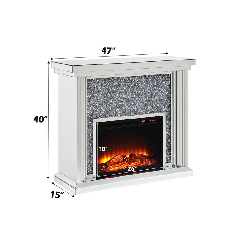Noralie - Fireplace - Mirrored & Faux Diamonds - 40" - Atlantic Fine Furniture Inc