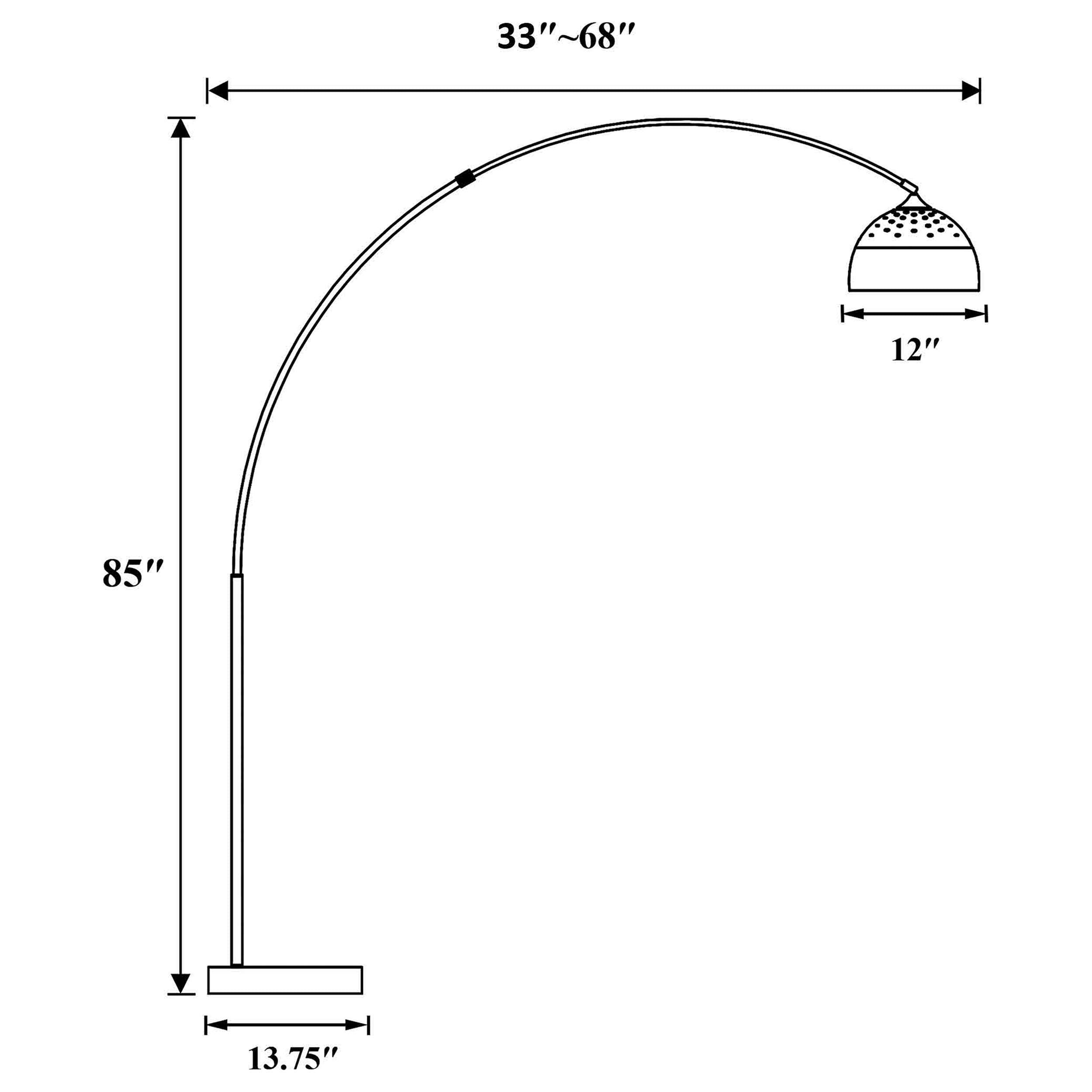 Krester 85-inch Dome Shade Metal Arc Floor Lamp Chrome — view 3