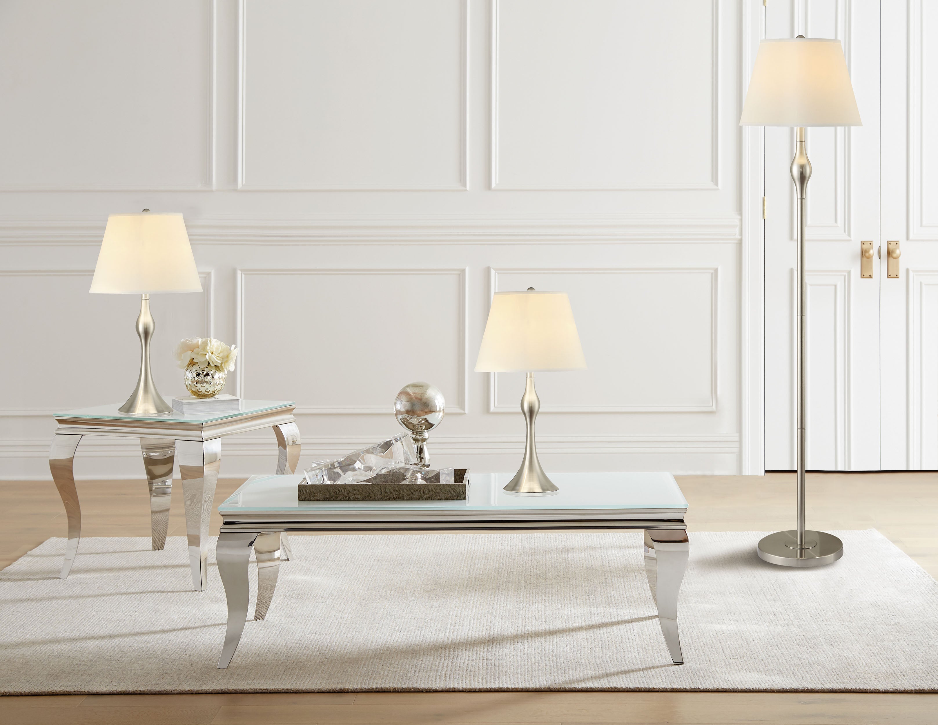 Griffin 3-piece Floor and Table Lamp Set Brushed Nickel — view 2