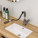 Pull Down Bathroom Sink Faucet With 3 Water Modes And Stainless Steel Construction - Gunmetal Black