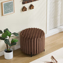 Wide Upholstered Round Pouf Ottoman Foot Rest