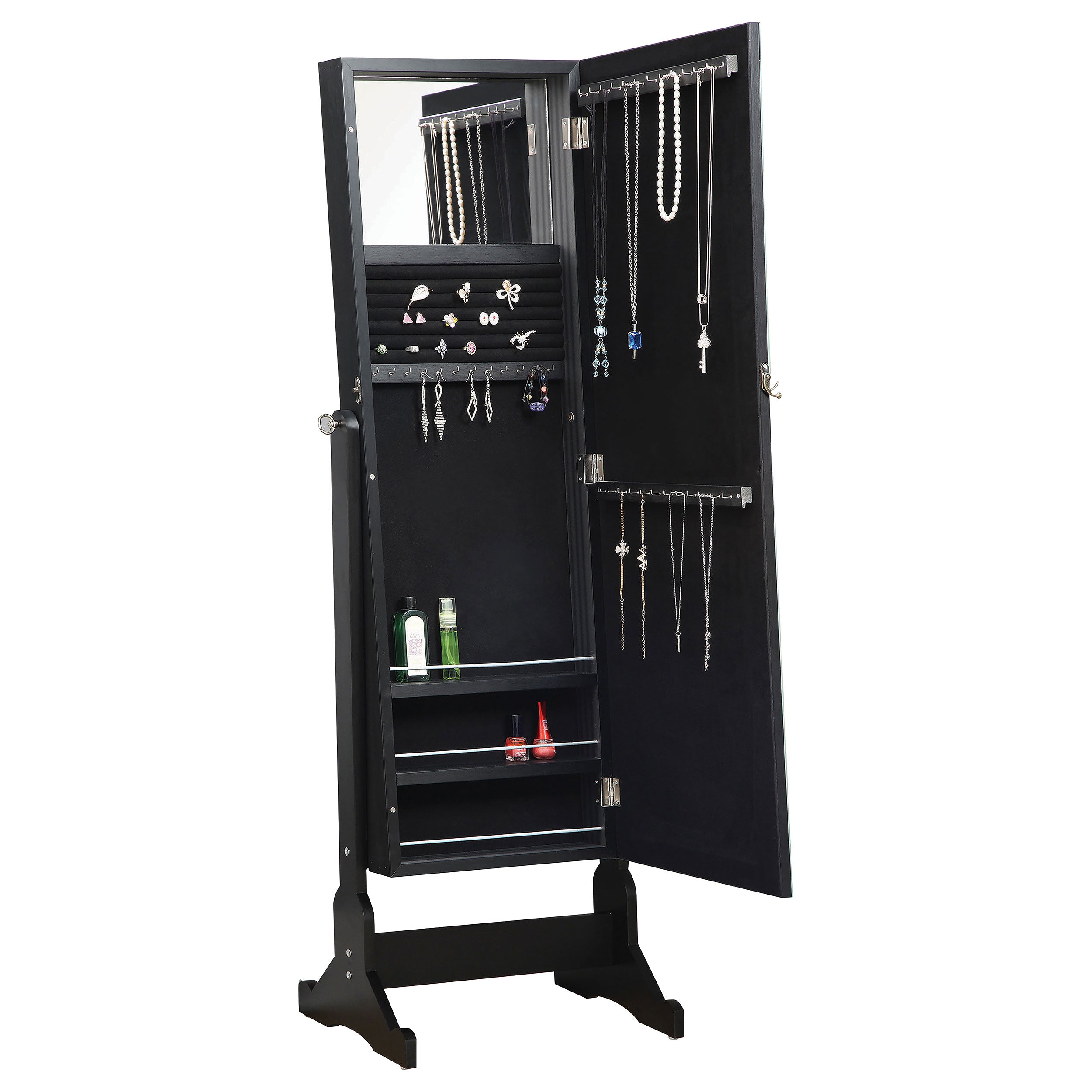 Cortez Cheval Mirror with Jewelry Storage Black — view 4