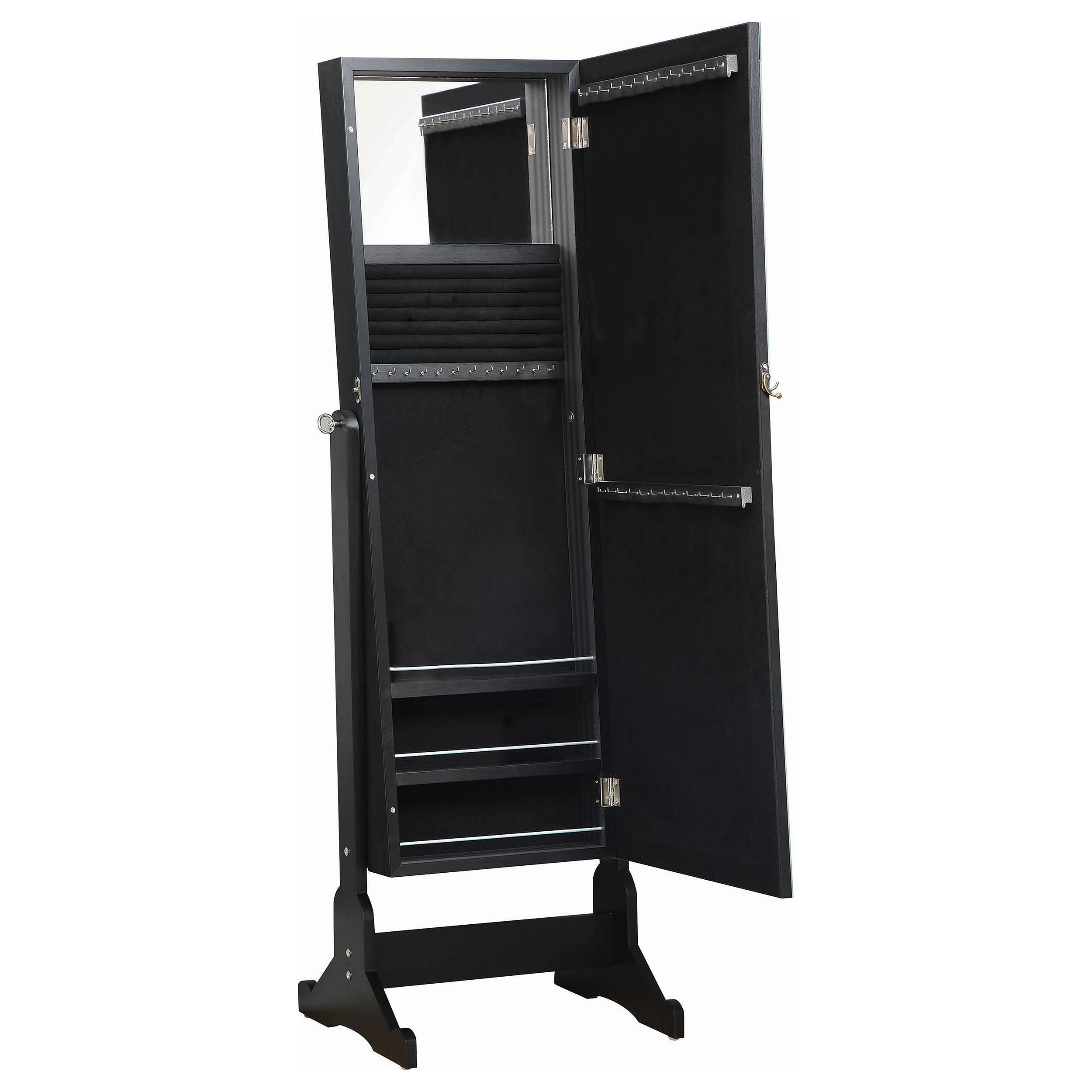 Cortez Cheval Mirror with Jewelry Storage Black — view 5