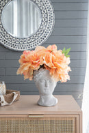 Greek Style Cement Head Planter Indoor Outdoor Home Garden Decor - Gray