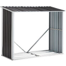 Log Storage Shed, Log Holder With Roof, Log Storage Shed, Firewood Rack For Backyard Garden Patio Porch, Anthracite Galvanized Steel - Black