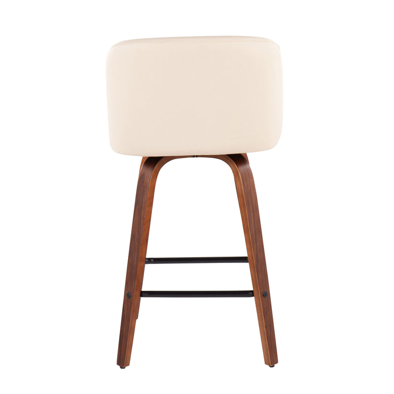 Toriano - Mid Century Modern Fixed Height Counter Stool & Square Footrest (Set of 2)