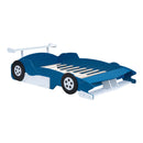 Race Car-Shaped Platform Bed With Wheels