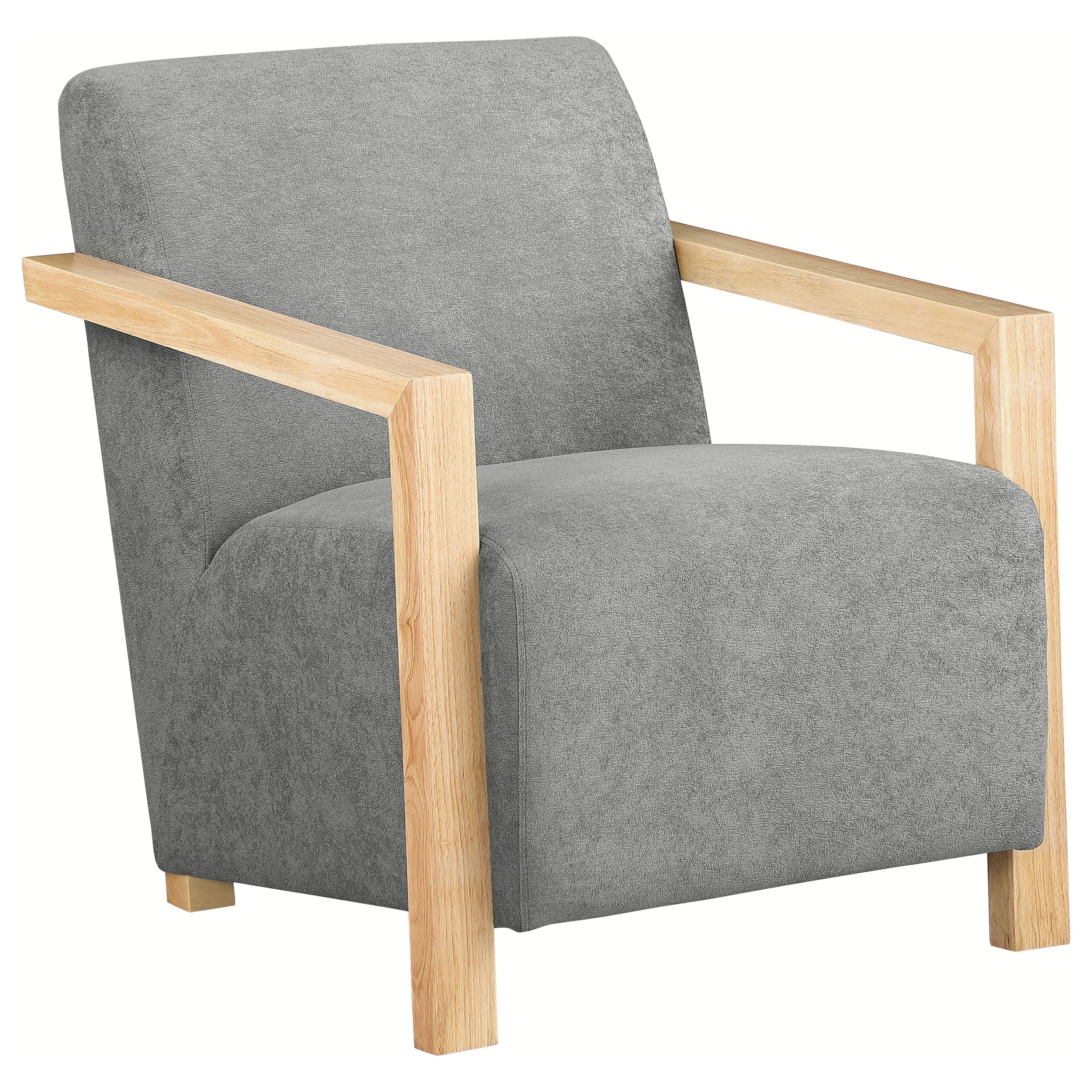 Diego Upholstered Accent Arm Chair with Wood Arms Grey — view 1
