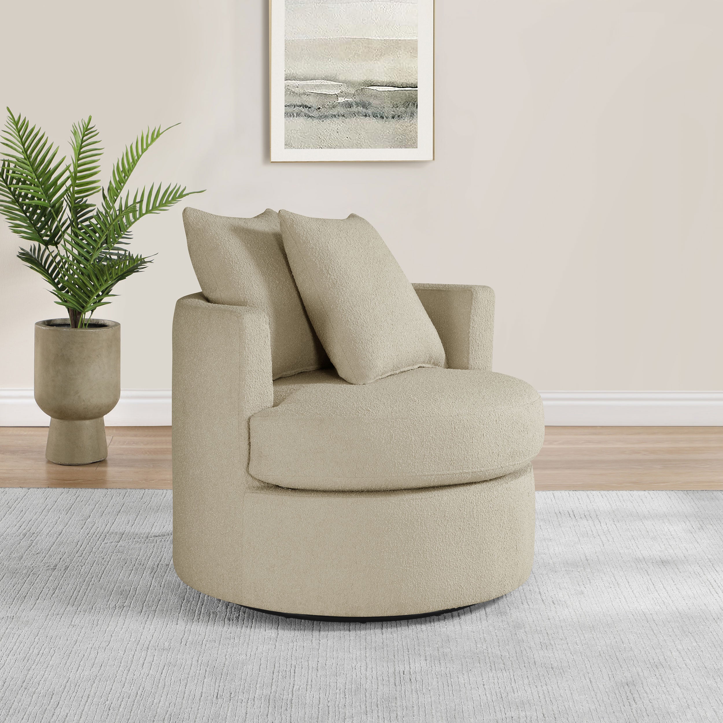 Debbie Upholstered Swivel Accent Chair Camel — view 2