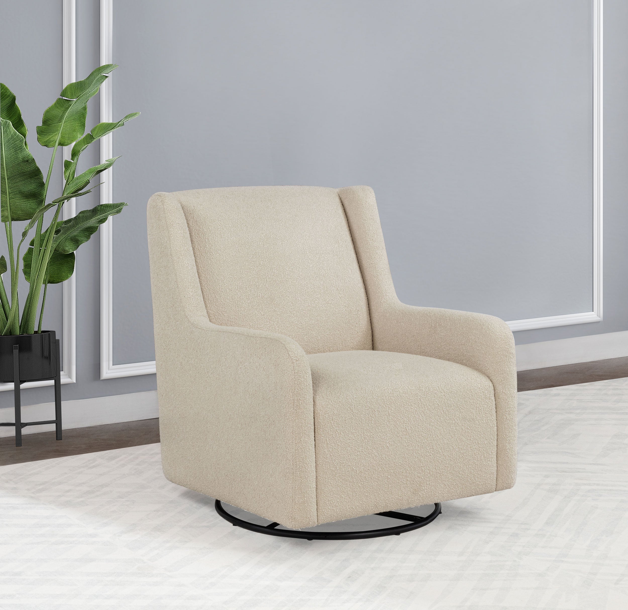 Serra Boucle Upholstered Swivel Glider Sandy Beige — view 2