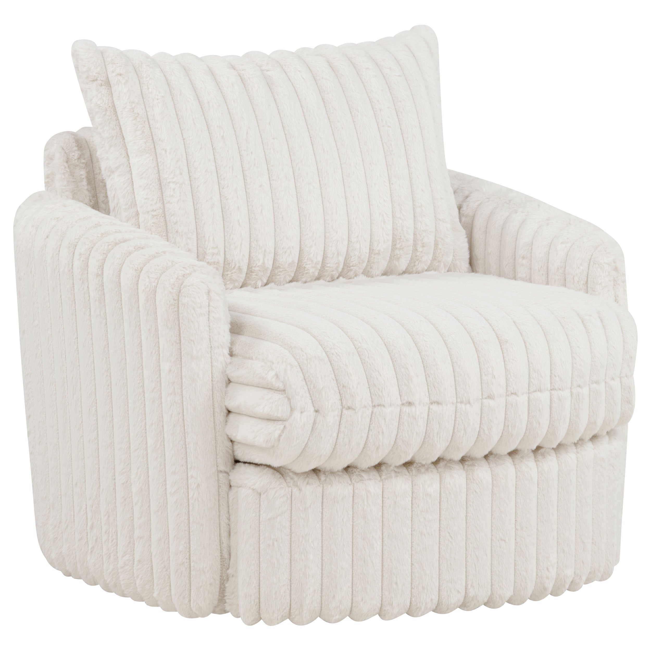 Sarco Corduroy Upholstered Swivel Accent Arm Chair Ivory — view 1
