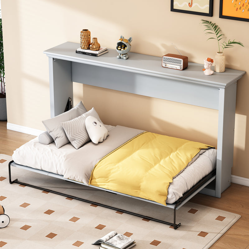 Twin Size Murphy Bed, can be Folded into a Cabinet, Gray