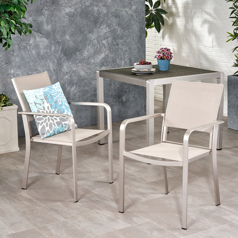 Waterfal - Outdoor Aluminum Dining Chair With Mesh Seat (Set of 2)
