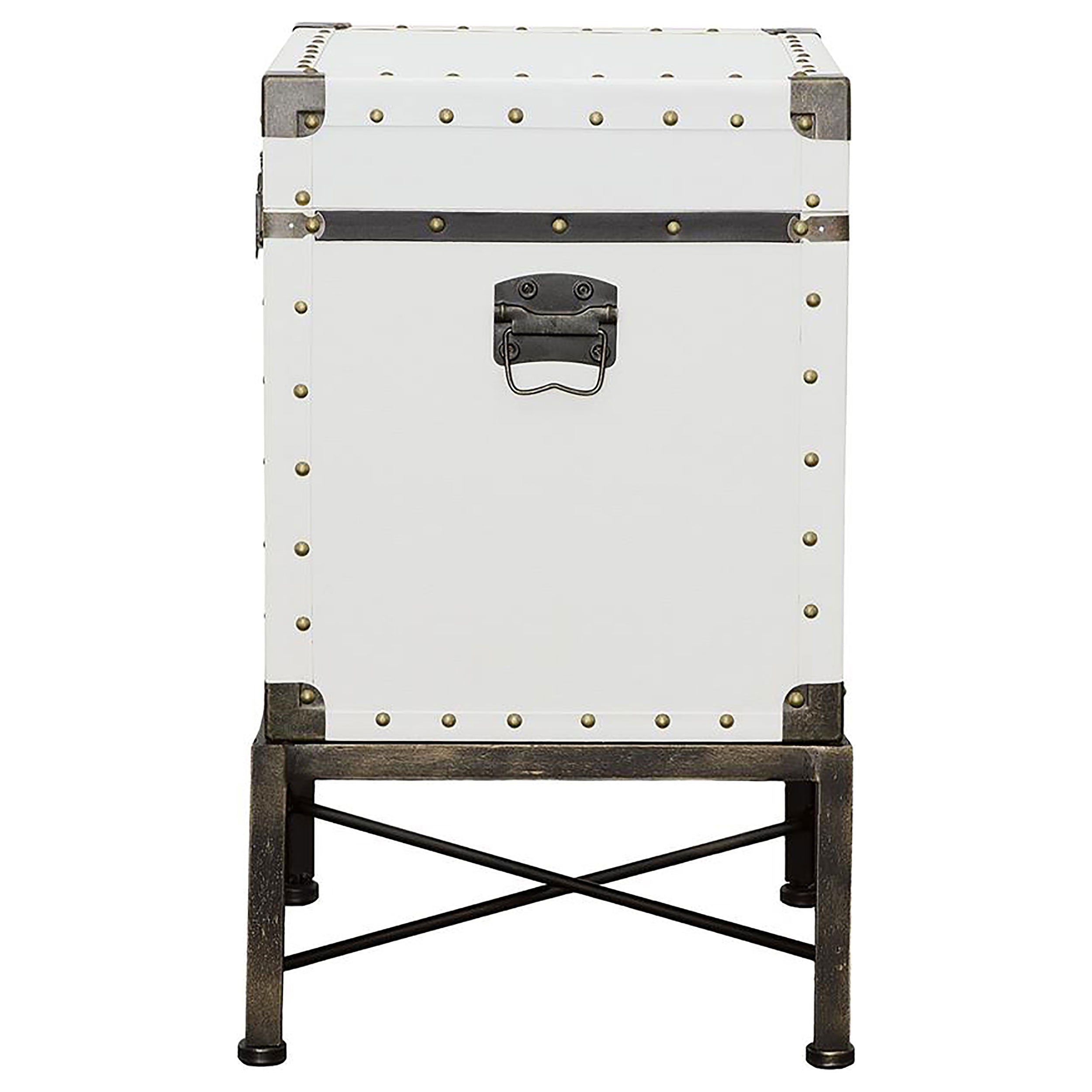 Nancy Upholstered Vintage Side Table Storage Trunk White — view 5