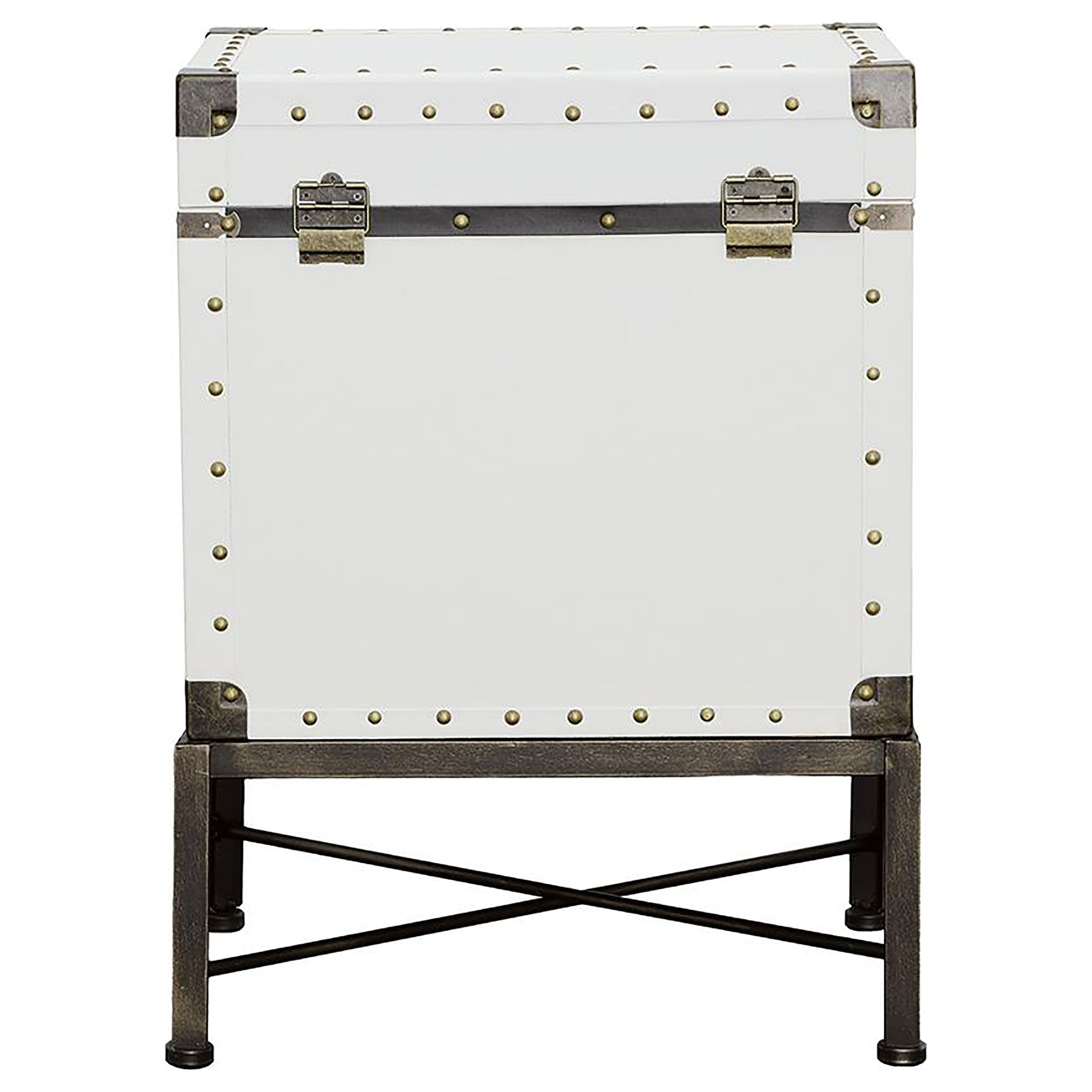 Nancy Upholstered Vintage Side Table Storage Trunk White — view 6