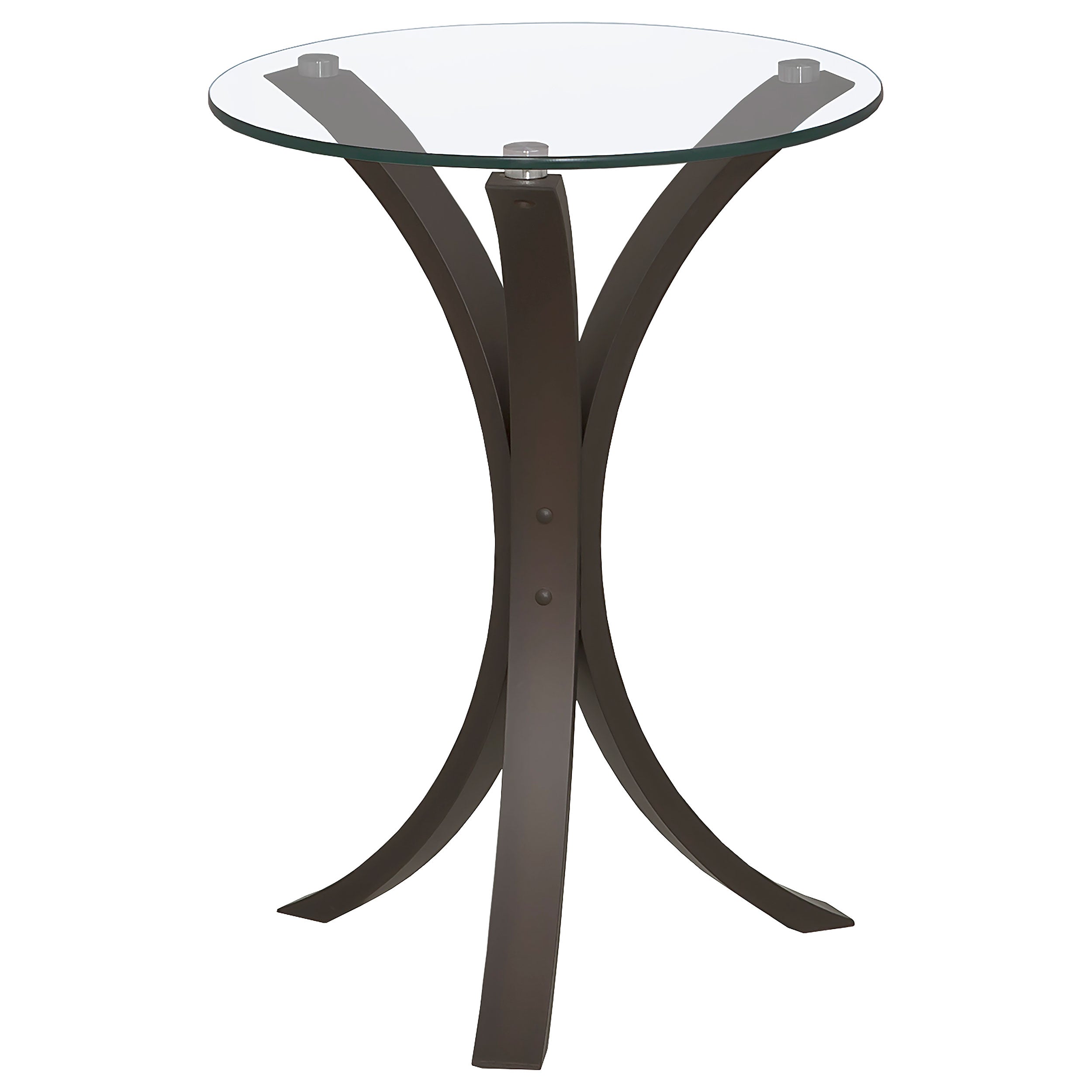 Edgar Round Glass Top Accent Side Table Cappuccino — view 1