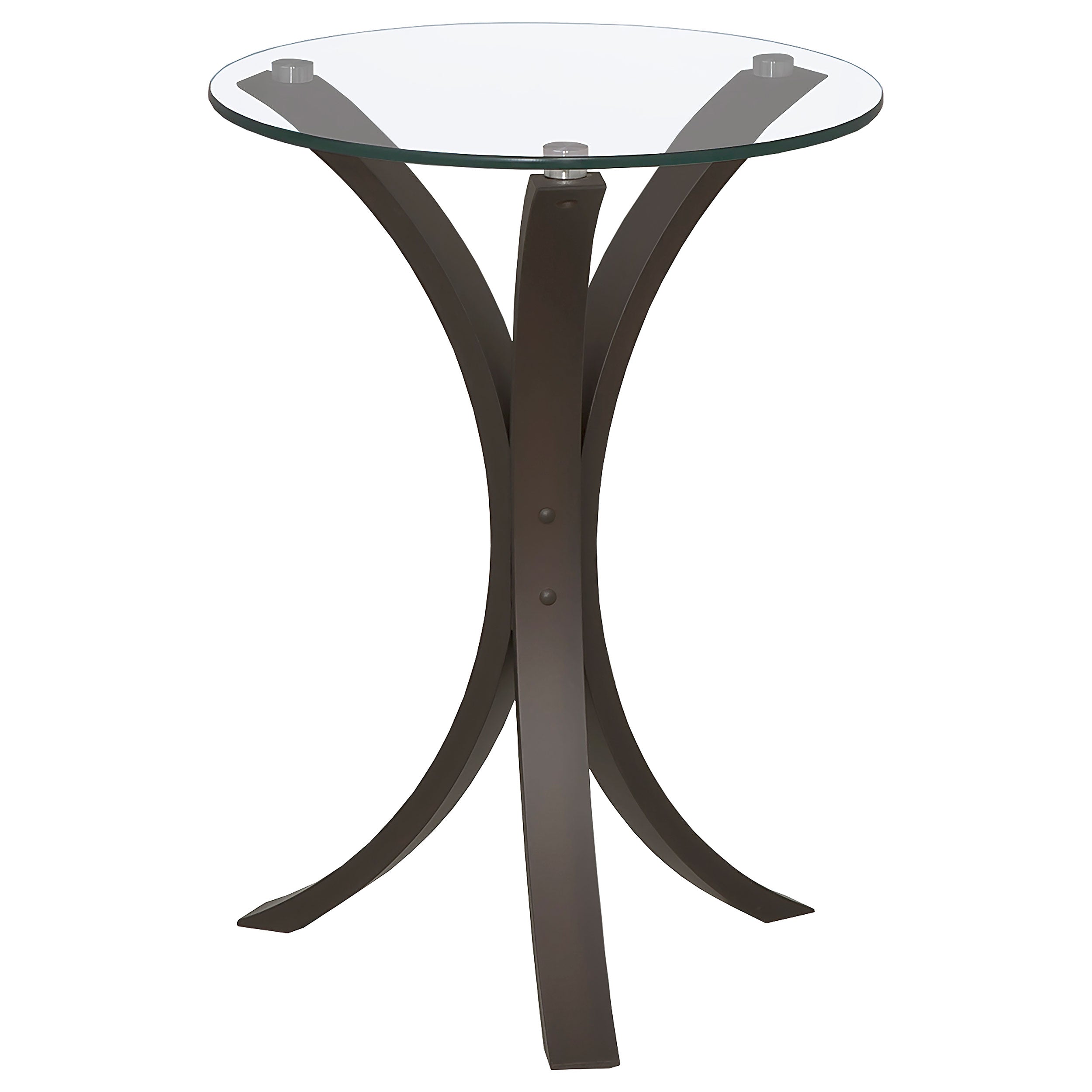 Edgar Round Glass Top Accent Side Table Cappuccino — view 3