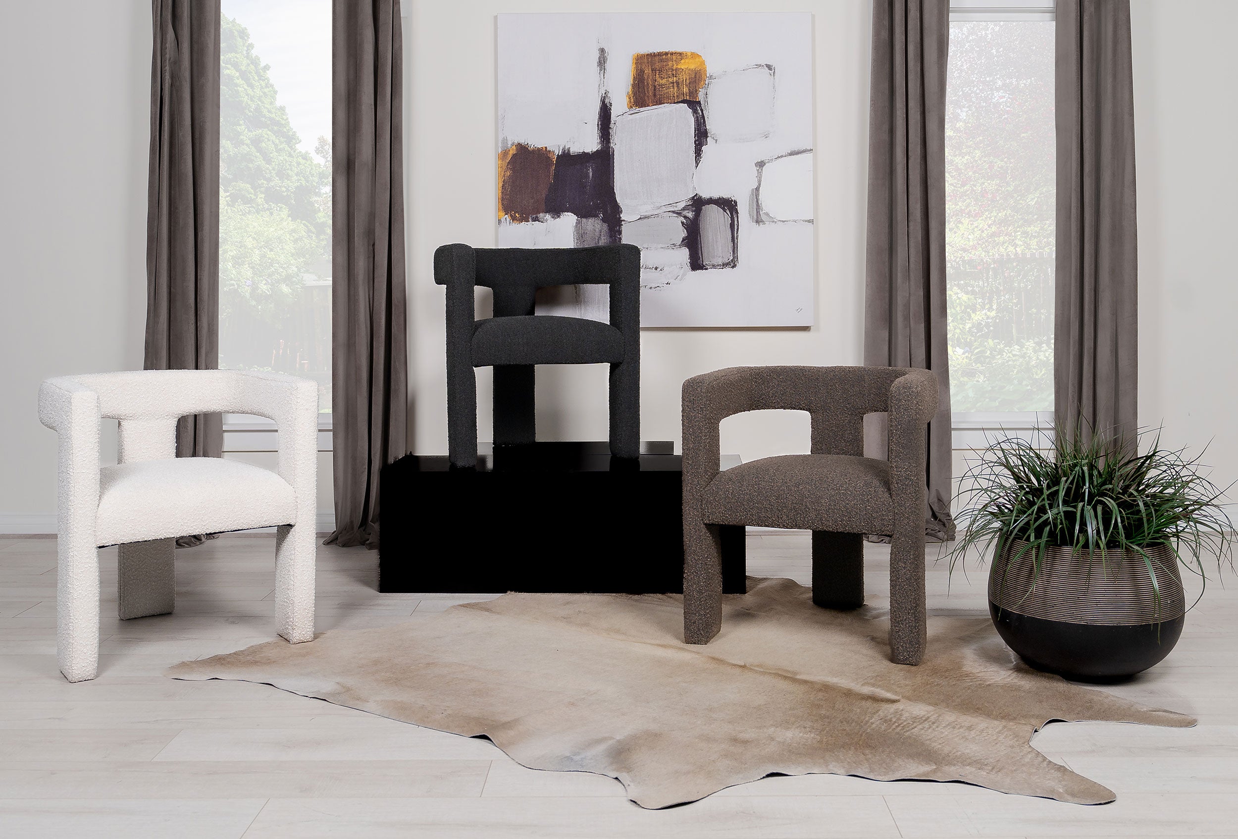 Petra Boucle Upholstered Accent Side Chair Chocolate Brown — view 13