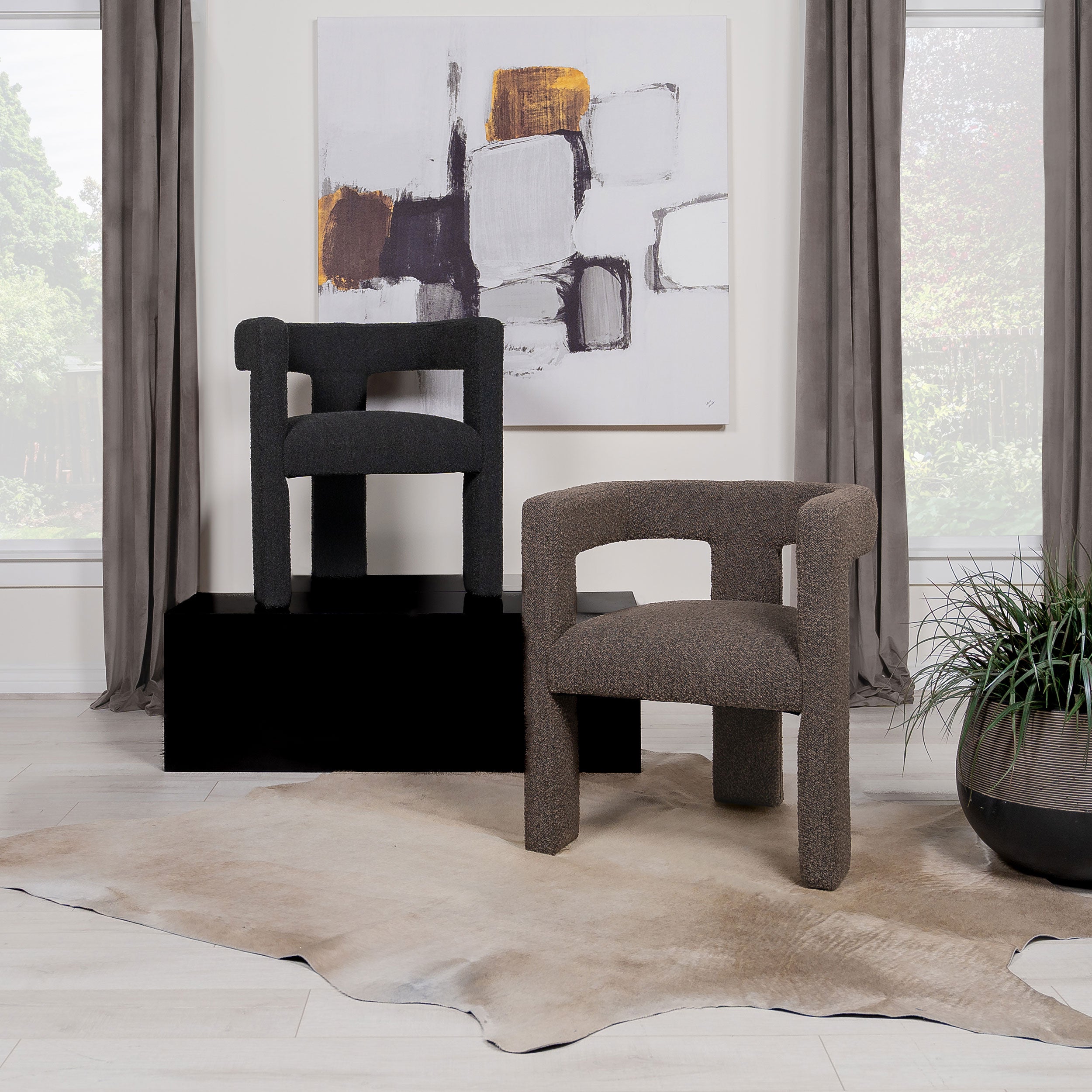 Petra Boucle Upholstered Accent Side Chair Black — view 12