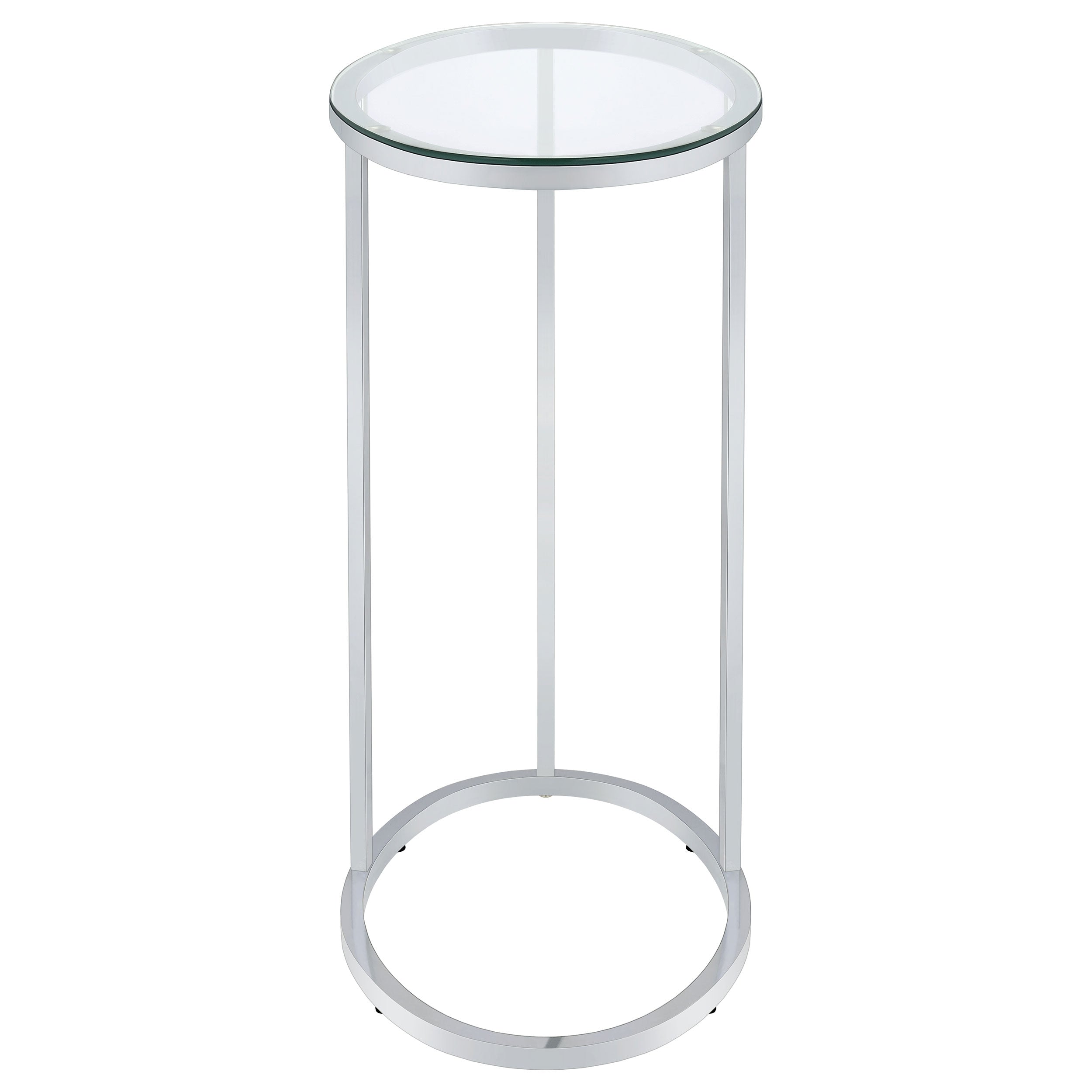 Kyle Oval Glass Top C-Shaped Sofa Side Table Chrome — view 3