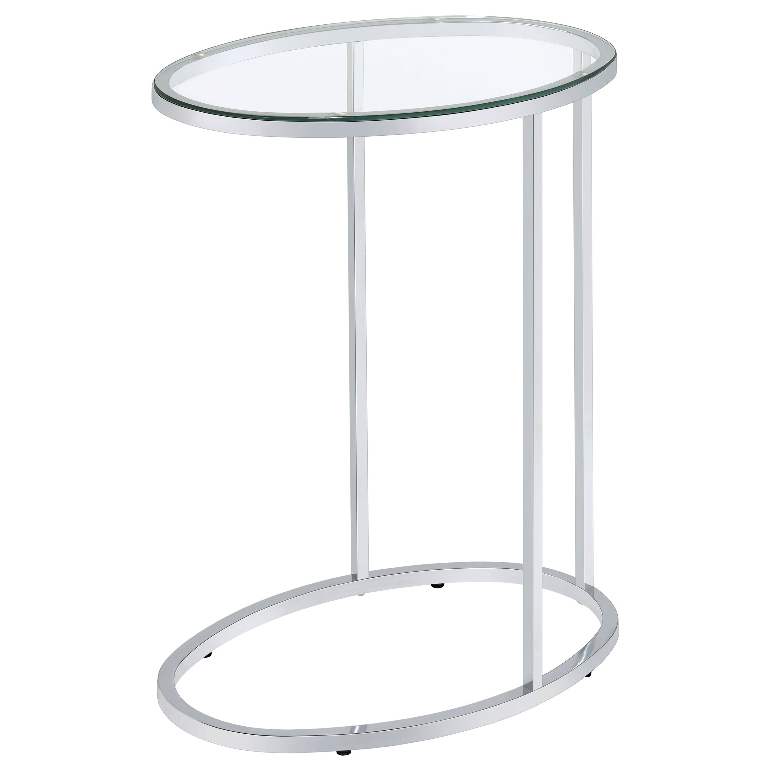 Kyle Oval Glass Top C-Shaped Sofa Side Table Chrome — view 4