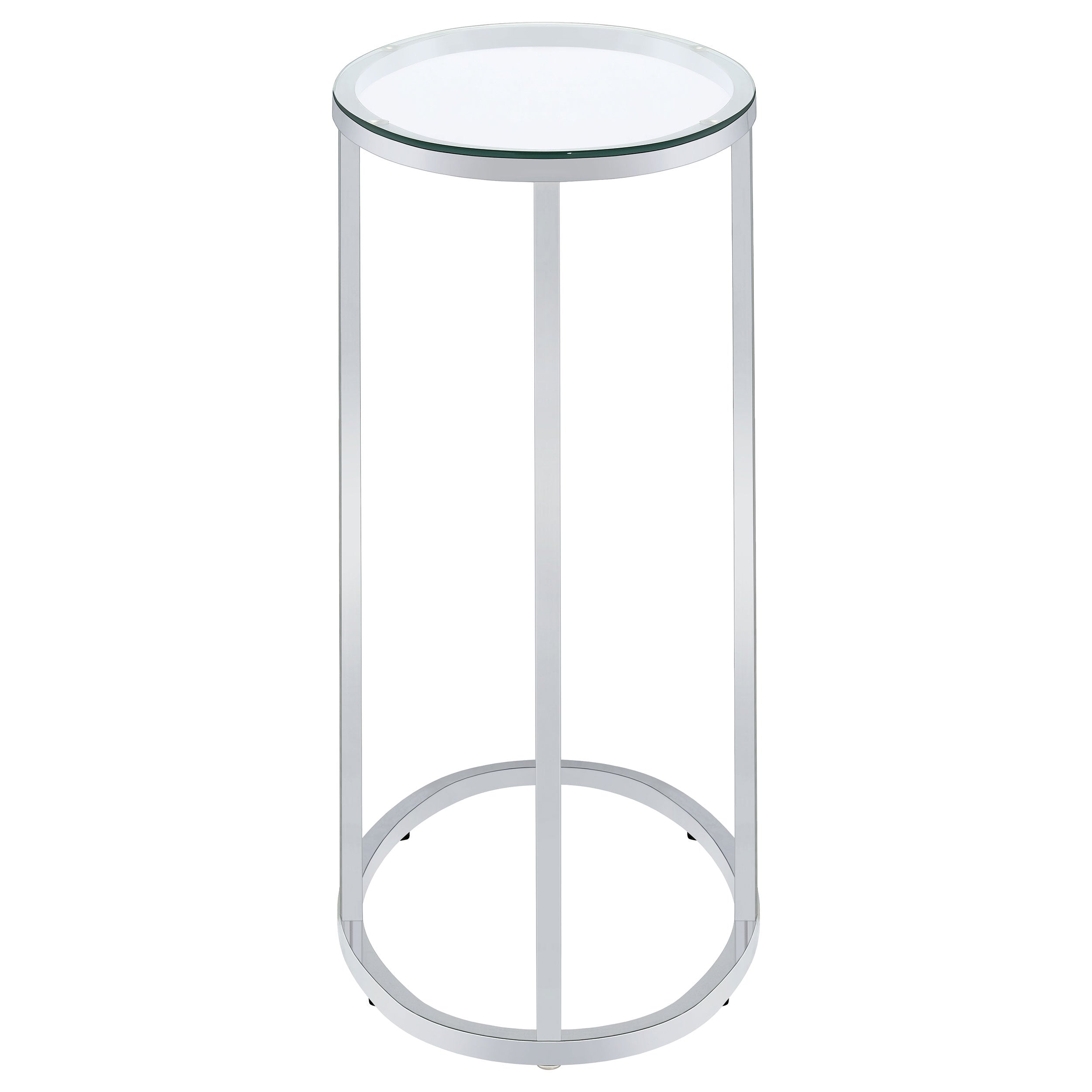 Kyle Oval Glass Top C-Shaped Sofa Side Table Chrome — view 6