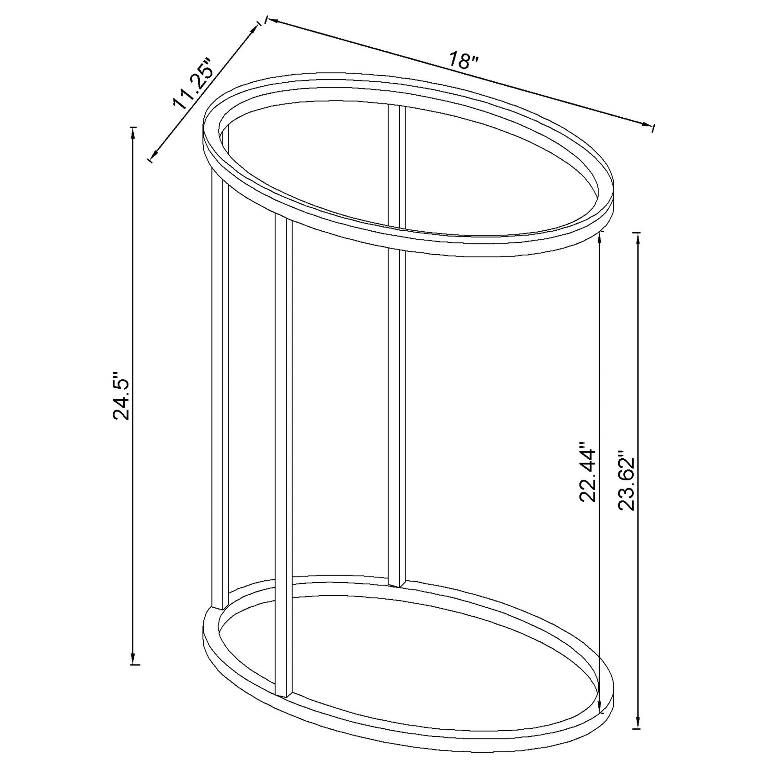Kyle Oval Glass Top C-Shaped Sofa Side Table Chrome — view 8